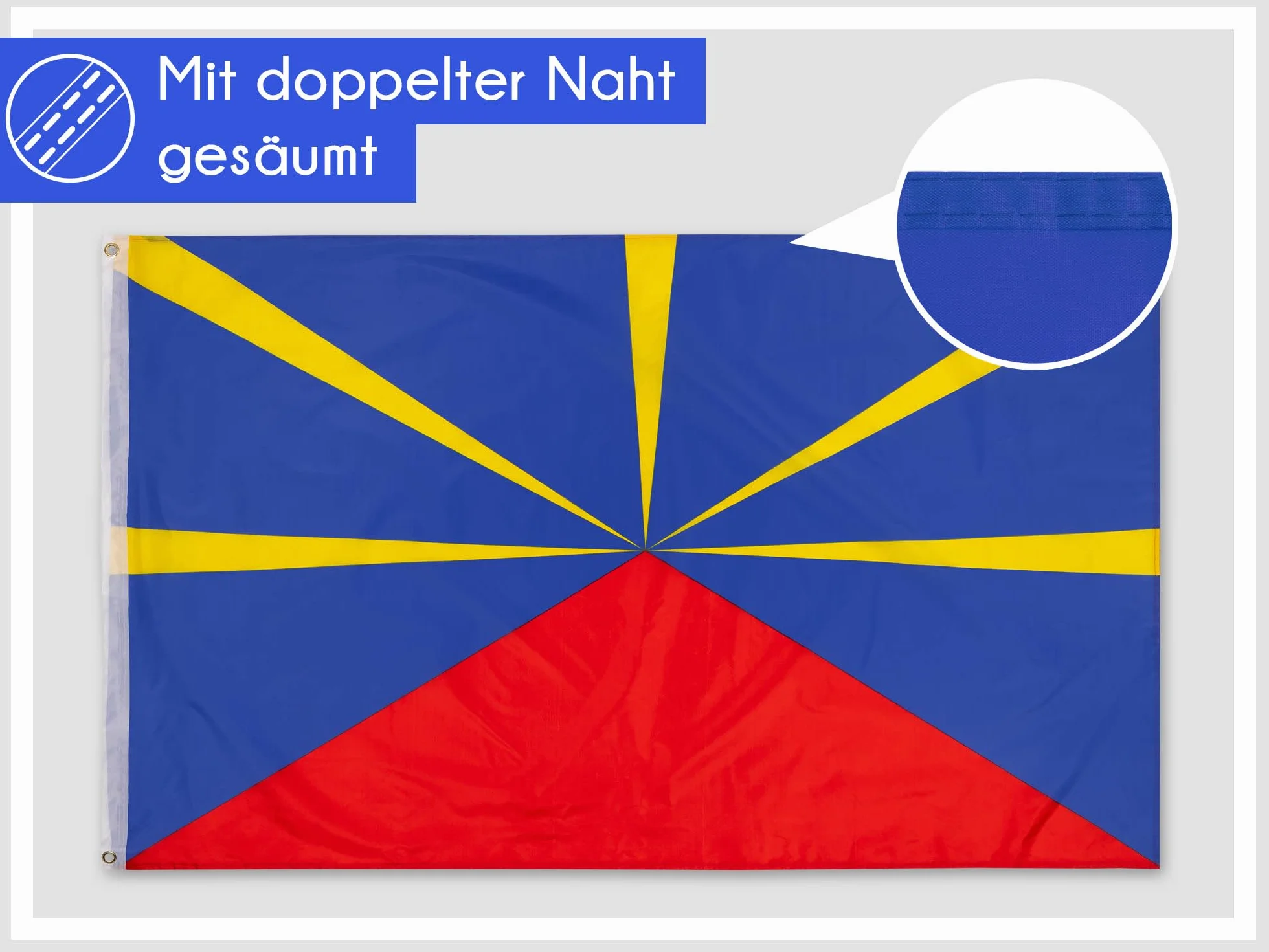 PHENO FLAGS Flaga La Réunion, 90 x 150 cm, odporna na warunki atmosferyczne i rozerwanie, idealna dekoracja dla miłośników Francji, flaga do podnoszenia do użytku wewnątrz i na zewnątrz