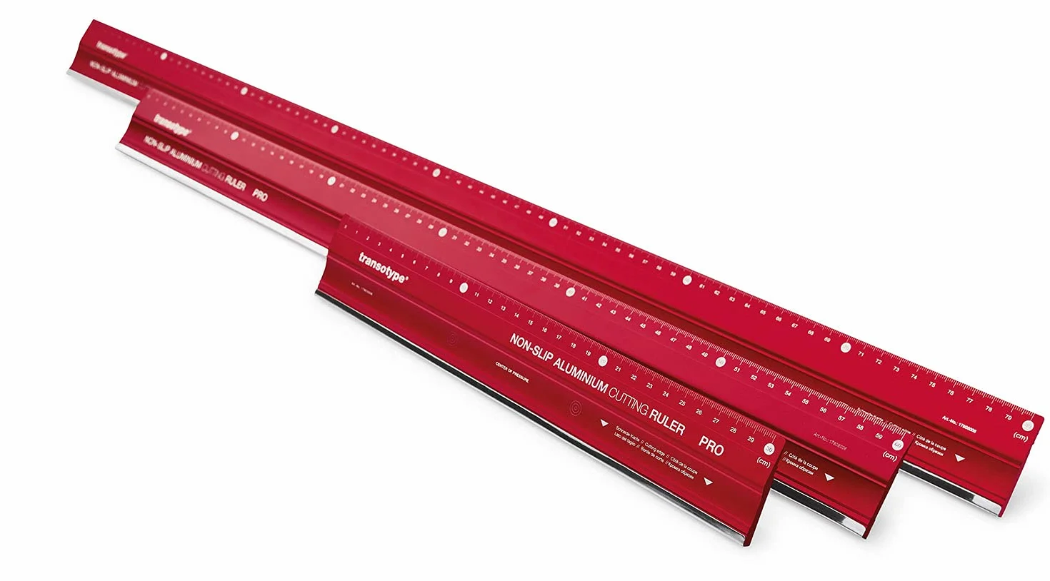 Linijka do cięcia PRO z aluminium w kolorze jaskrawoczerwonym, długość 30 cm, antypoślizgowa, wytrzymała, ze stalowym ostrzem i profilem aluminiowym 50 mm