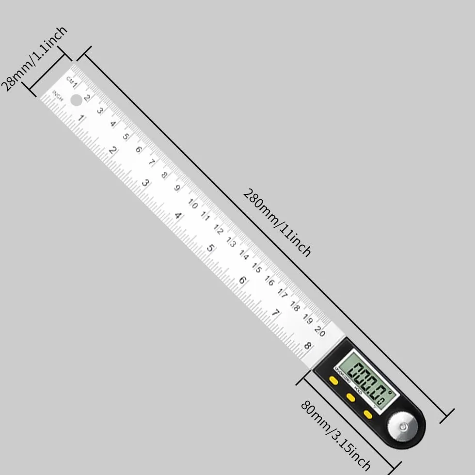 Newaner Kątomierz cyfrowy z wyświetlaczem LCD ze stali nierdzewnej, linijka kątowa do pomiaru kątów, wyświetlacz kątów do prac drewnianych, praca domowa, rzemieślnik, pomiar kąta 360°, funkcja Hold