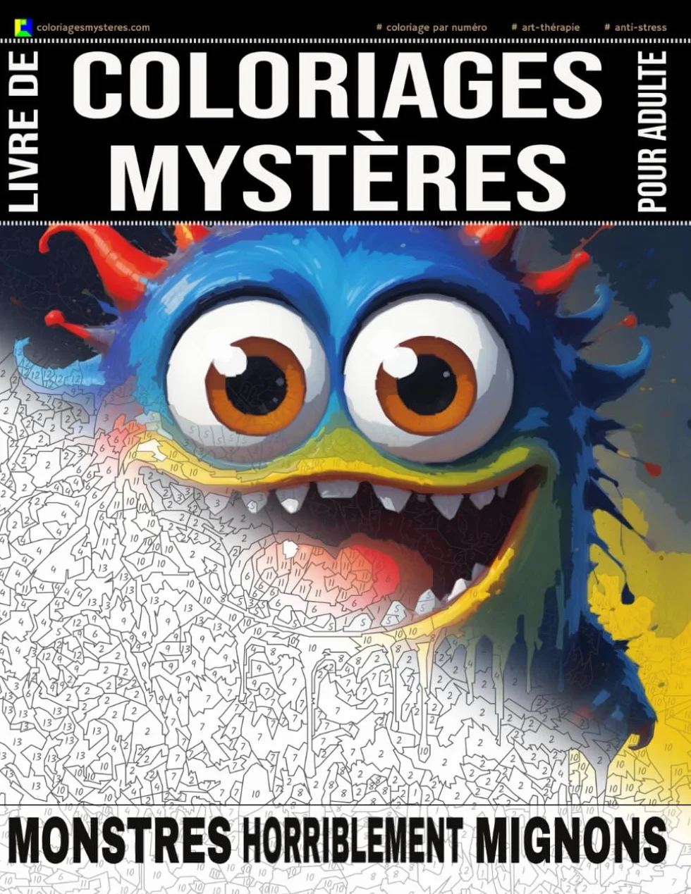 MONSTRES HORRIBLEMENT MIGNONS - Livre de Coloriages Mystères pour adulte - Coloriage par Numéro - Art-Thérapie - Anti-Stress: 20 monstres mignons à ... le dessin apparaîtra ! Coloriage géométrique