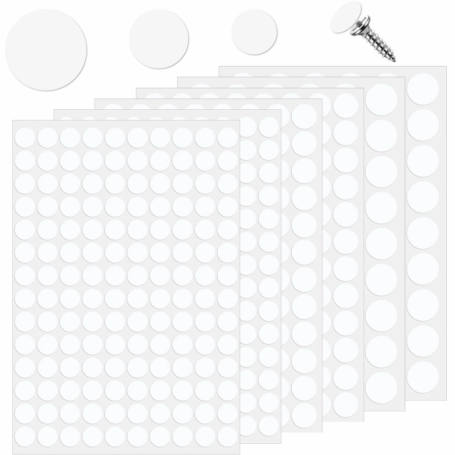 Gjinxi Samoprzylepne naklejki na śruby, z PCW, z otworami na śruby 12 mm/15 mm/21 mm, pyłoszczelne, samoprzylepne naklejki na meble, szafki, szuflady, biurka (6 arkuszy)