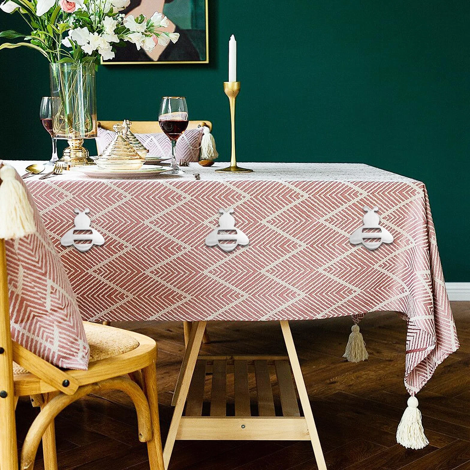 Mbsomnus 8 sztuk obciążników do obrusów zewnętrznych, bardzo ciężkie, magnetyczne obciążniki na stół, obciążniki do obrusów, stal nierdzewna, pszczoła, do zasłon, zasłony prysznicowej, białej tablicy