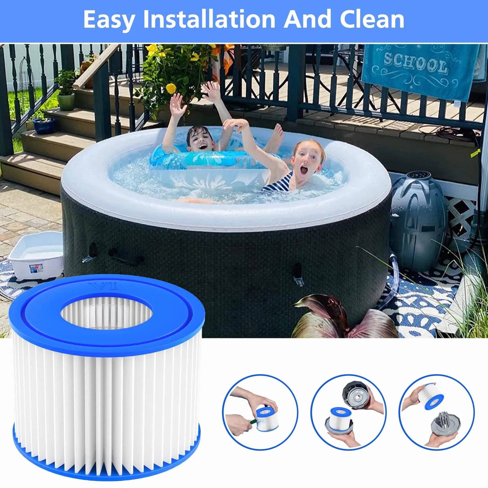 6 sztuk wkładów filtrujących do basenu typu VI, wkłady filtrujące do basenu Bestway Pool filtr do Lay Z Spa, MSPA, filtr zamienny do Miami, Hawaje, Vegas, Monaco Palm Springs
