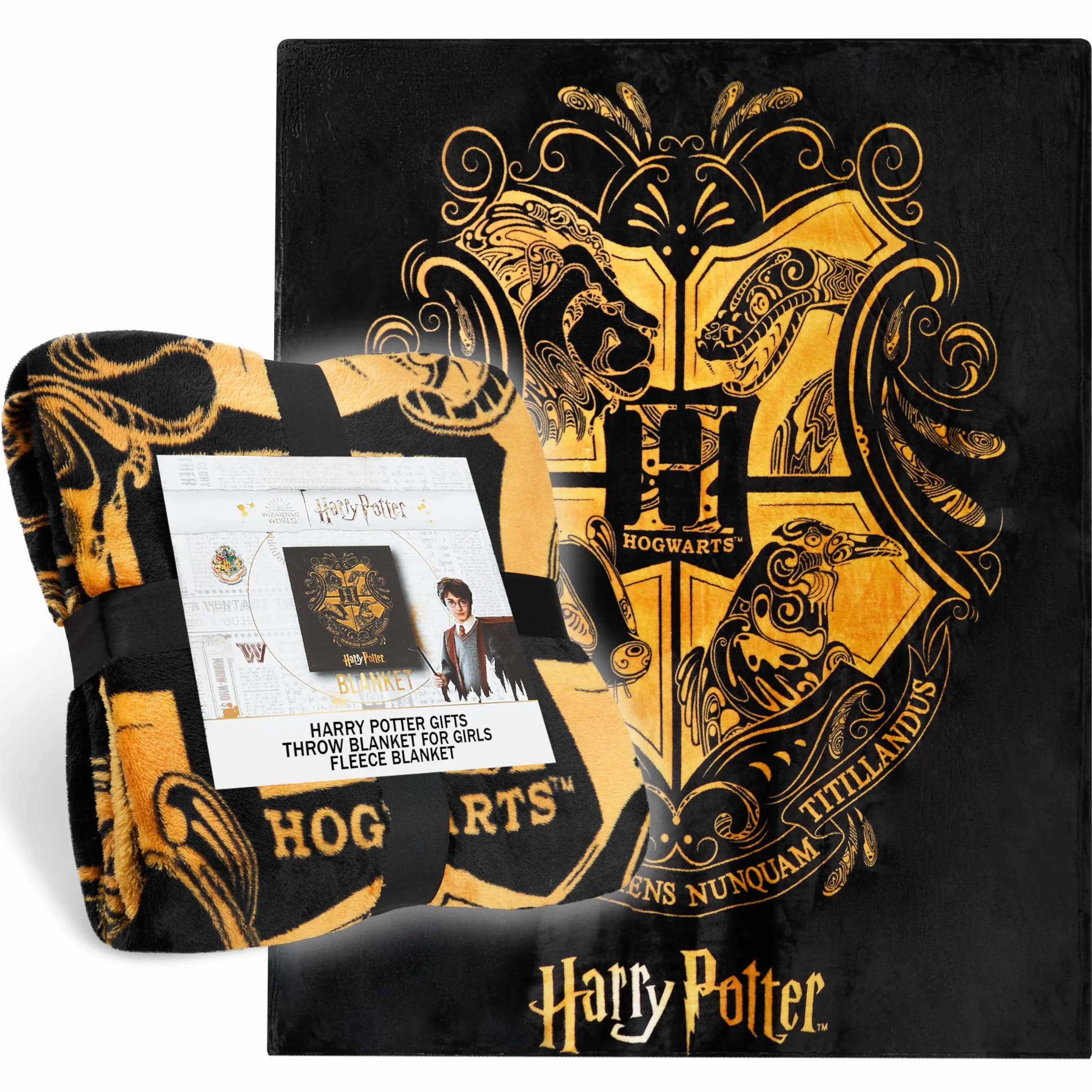 Harry Potter Prezenty Koc polarowy na łóżko Super miękki, przytulny koc do łóżka Hogwarts Wystrój sypialni pluszowa narzutka 150 x 130 cm na sypialnię, podróże, noclegi