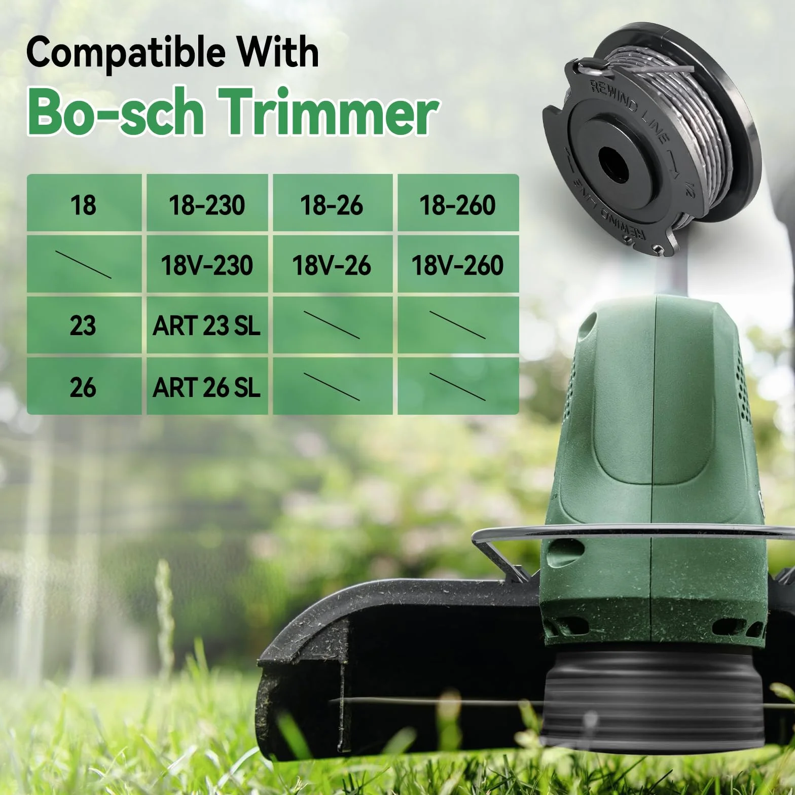 CDIYTOOL F016800569 Szpula do podkaszarki kompatybilna z Bosch ART 23 SL 26 SL, EasyGrassCut 18, 23, 26, 18-230, 18-260, 0,065"/1,65 mm, 4,9 m szpula do podkaszarki, zamiennik F016800385 (4 szt.)