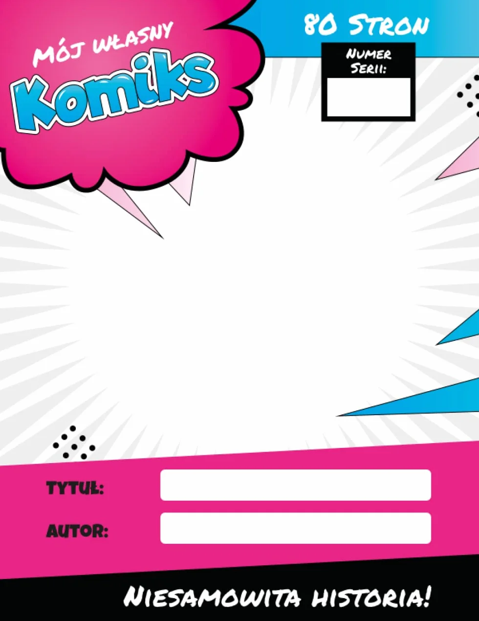 Pusty Komiks do Samodzielnego Rysowania i Pisania dla Dziewczynek: Kreatywny Szkicownik Różowy Blok dla Dzieci i Dorosłych Szablon Własnego Komiksu