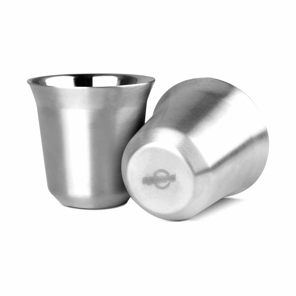 RECAPS Zestaw filiżanek do espresso 80 ml ze stali nierdzewnej 304 podwójne ścianki Demitasse
