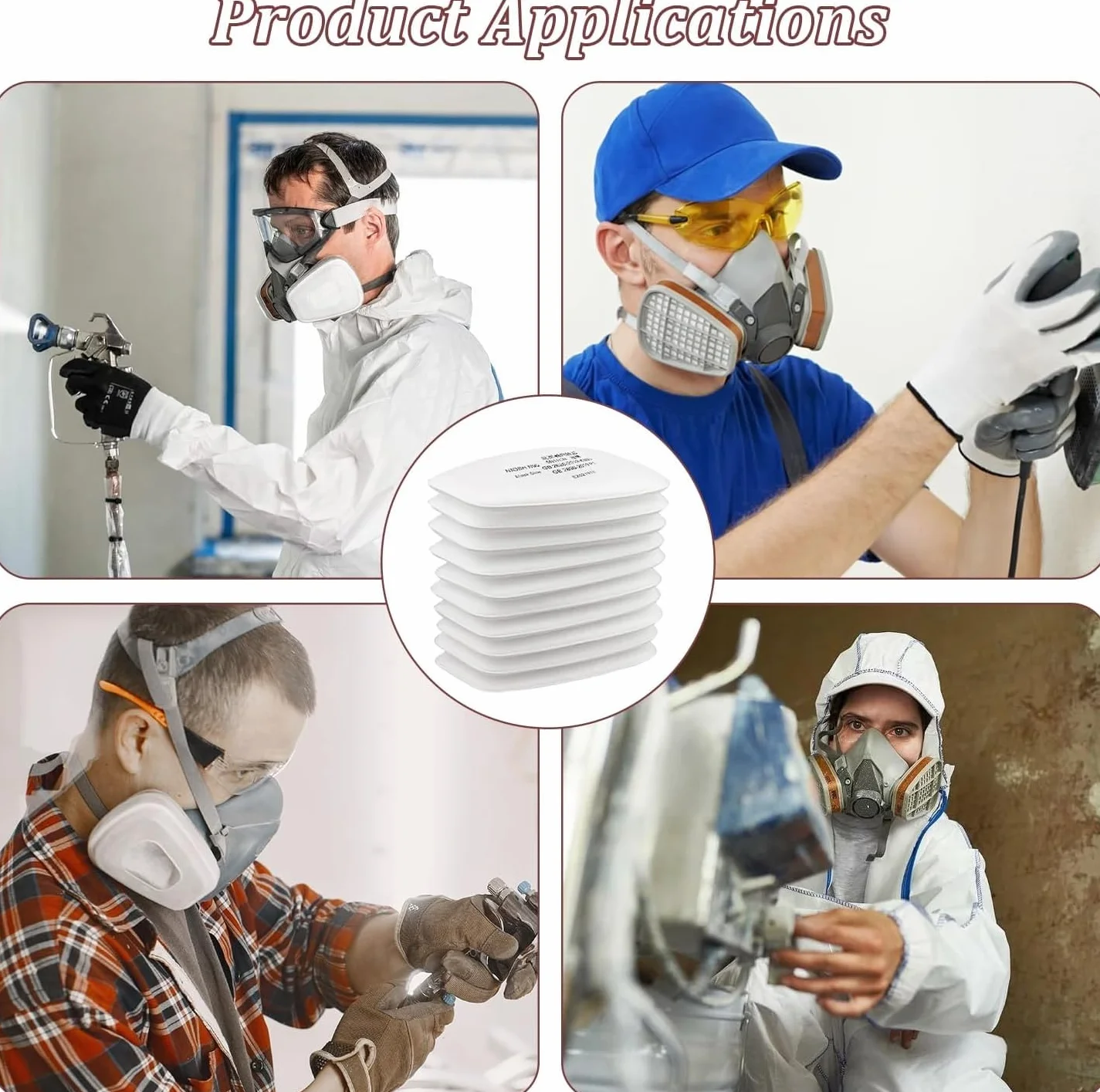 6001 filtr do maski ochronnej dróg oddechowych, do filtrów 3M z 80 sztuk wkładami filtrującymi + 4 filtrami i 4 nakrętkami ochronnymi, wkłady Organic Vapor 6001, chemiczny filtr do farb, kompatybilny