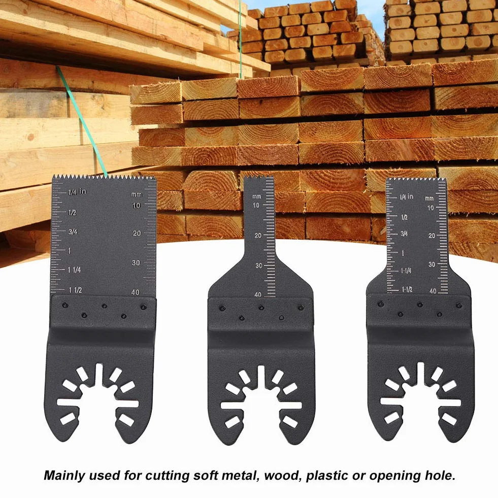 3 Szt. Metal Wood Oscylacyjne Narzędzie Wielofunkcyjne 10mm Narzędzie Wielofunkcyjne Quick Release Dokładność Brzeszczoty ze Stali Wysokowęglowej Narzędzie Tnące do Metalu Drewno z Tworzywa Sztucznego