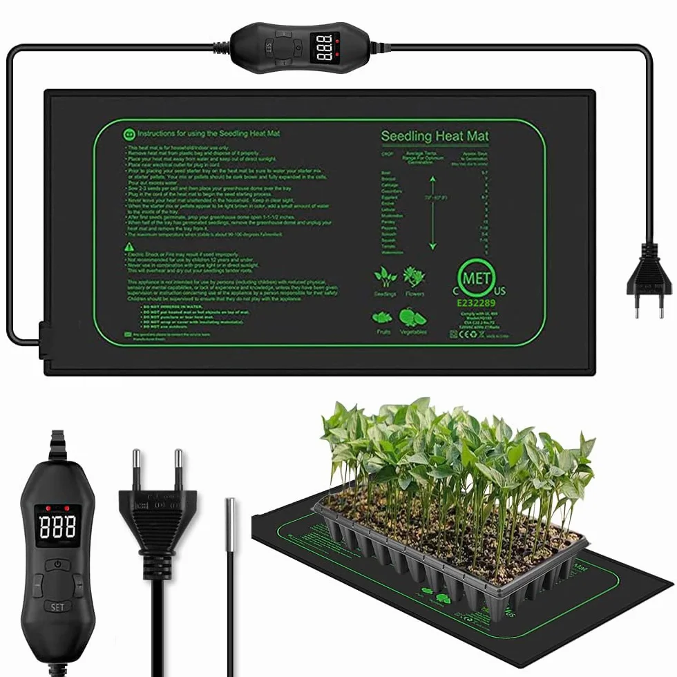 Mata grzewcza 50W dla roślin, sadzonek, mata grzewcza do uprawy, mata grzewcza do szklarni, mata grzewcza do pokojowej szklarni, 25×52,5cm, dla sadzonek, zwierząt domowych i gadów