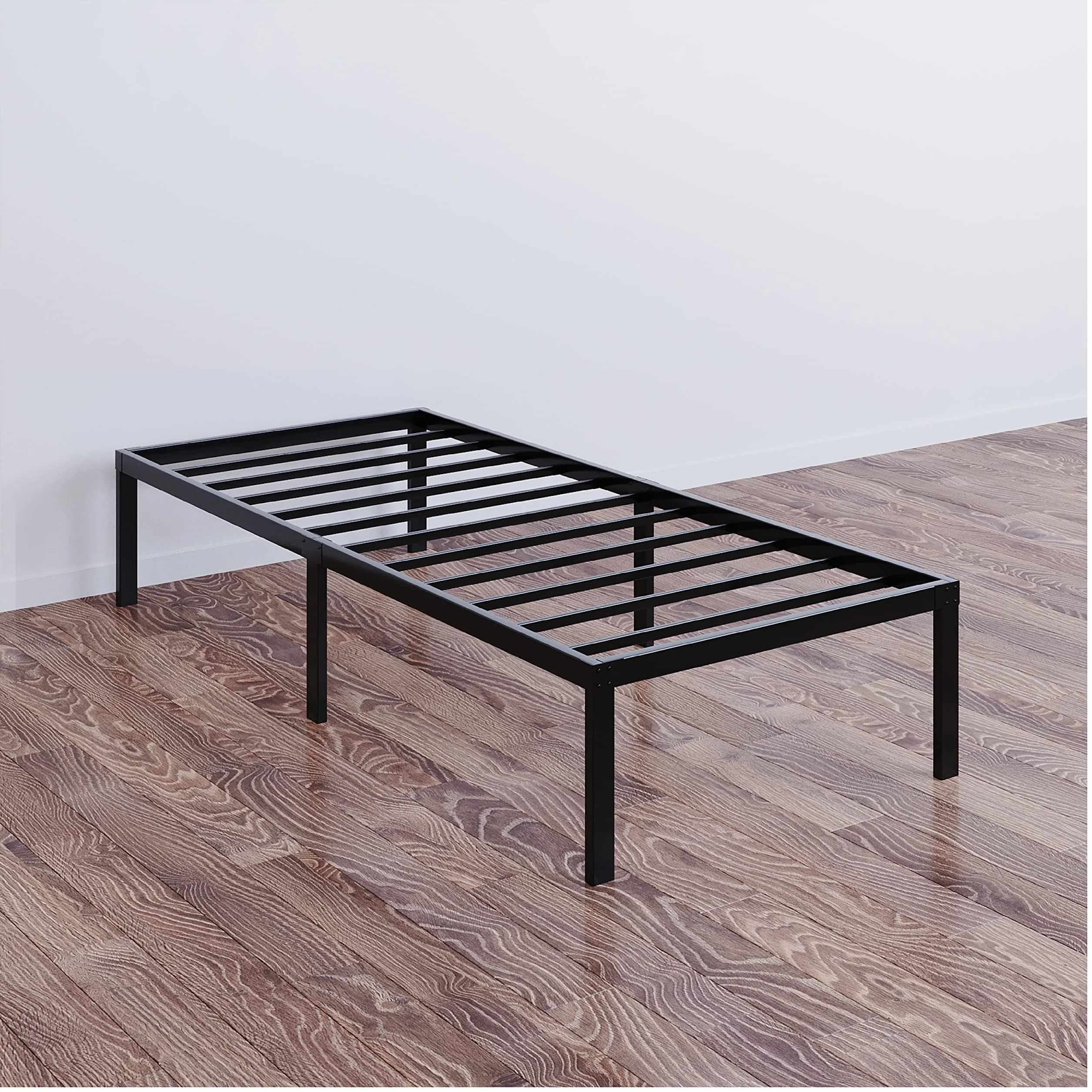Dreamzie metalowe łóżko – Dla Materaca 90x200 cm - łóżko do materaca, podwójne, wytrzymałe, łatwy montaż, obszerne miejsce do przechowywania – czarny stelaż