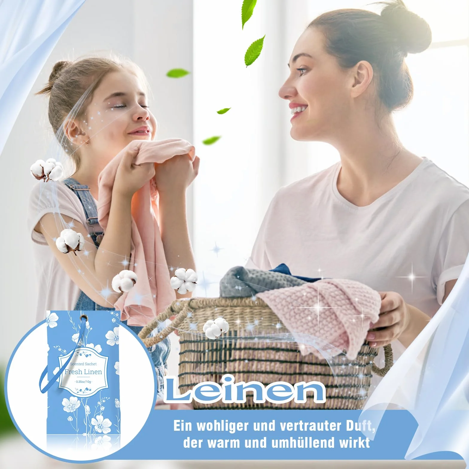 LASENTEUR Worki zapachowe, lniana szafa na ubrania, zapachy, 14 sztuk, do stosowania w szufladach, szafach, do usuwania zapachów