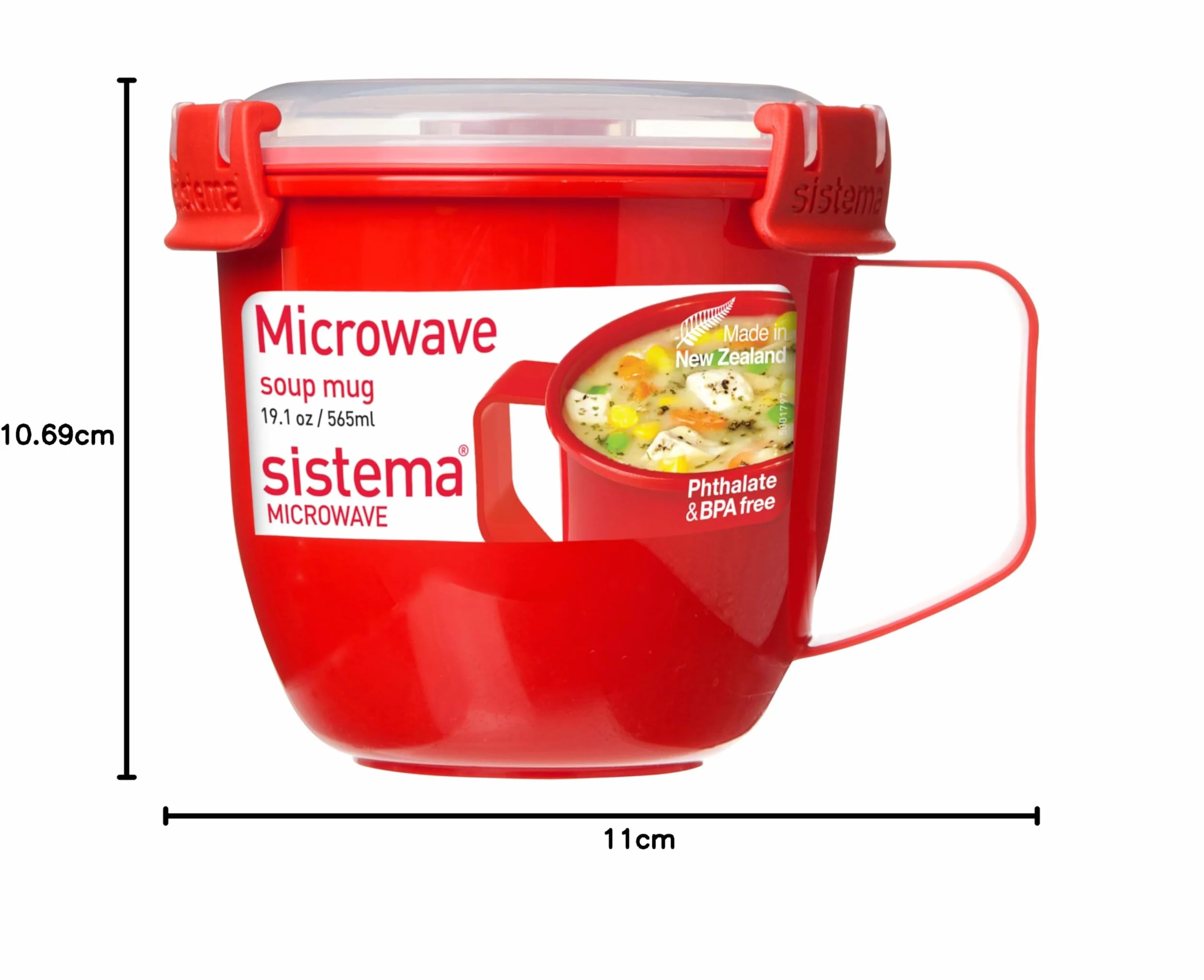 Sistema kubek do zupy do kuchenki mikrofalowej 565 ml czerwony