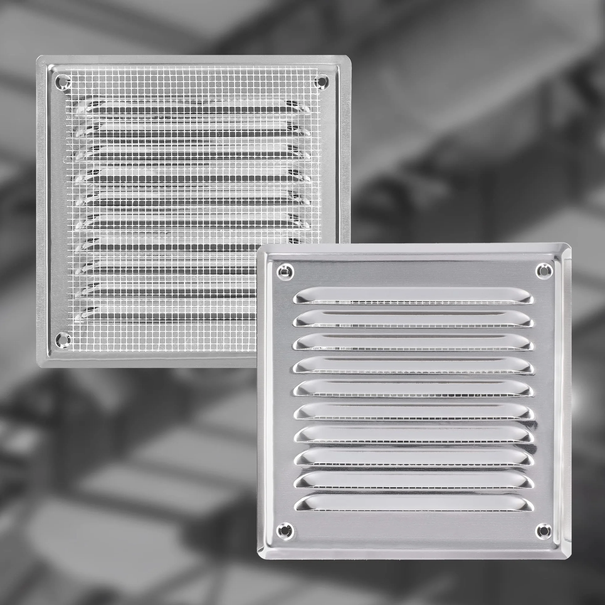KOTARBAU® Kratka Wentylacyjna - 165 X 165 MM - Wentylacja z Siatką - Stal Nierdzewna - Metalowa - Srebrna