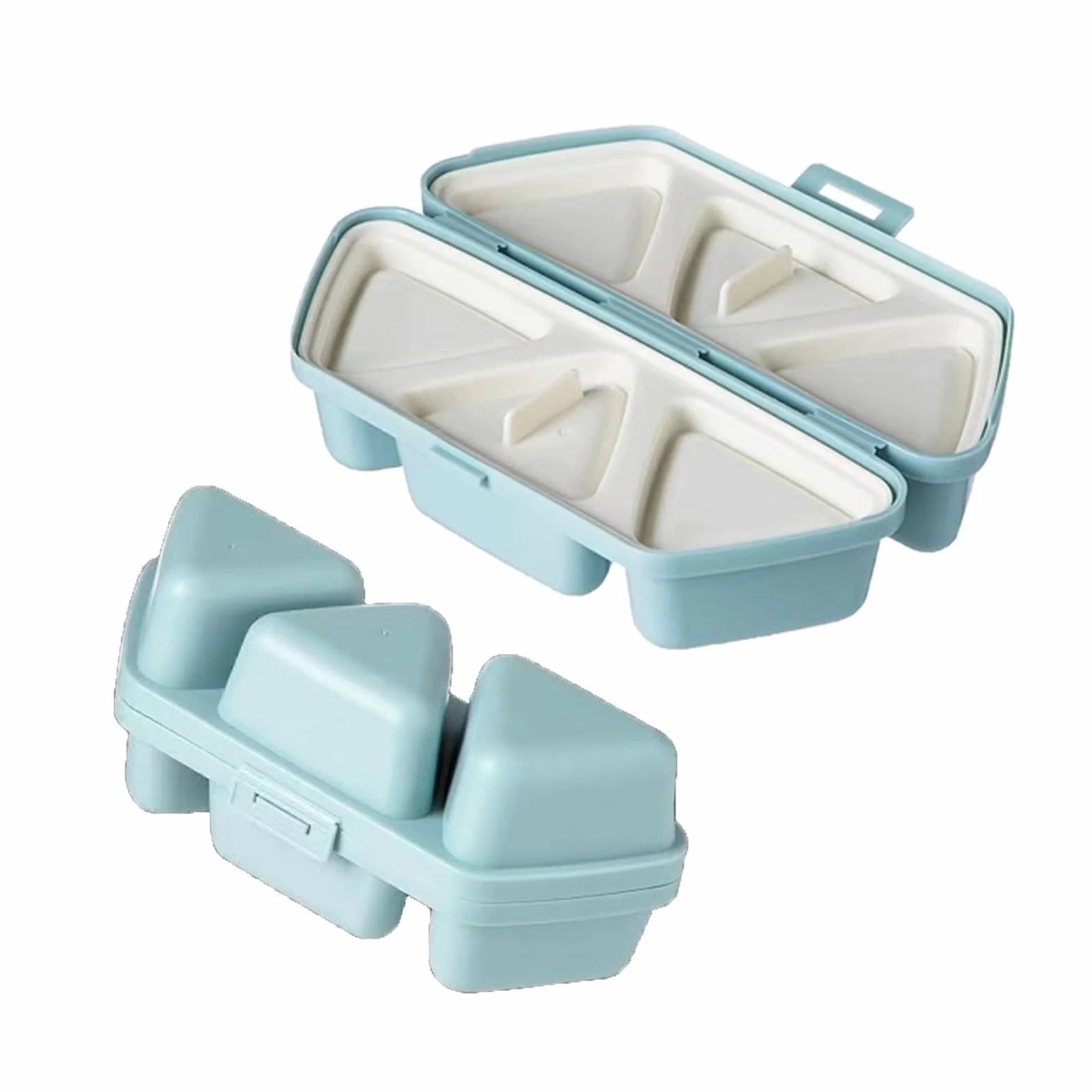 Forma onigiri, 6 w 1 Trójkątne formy onigiri do sushi, składana forma DIY na ryżowe kulki, łatwa do transportu, Nadaje się do wyrobu miseczek do serwowania algowych ryżowych kul i sushi (Niebieski)