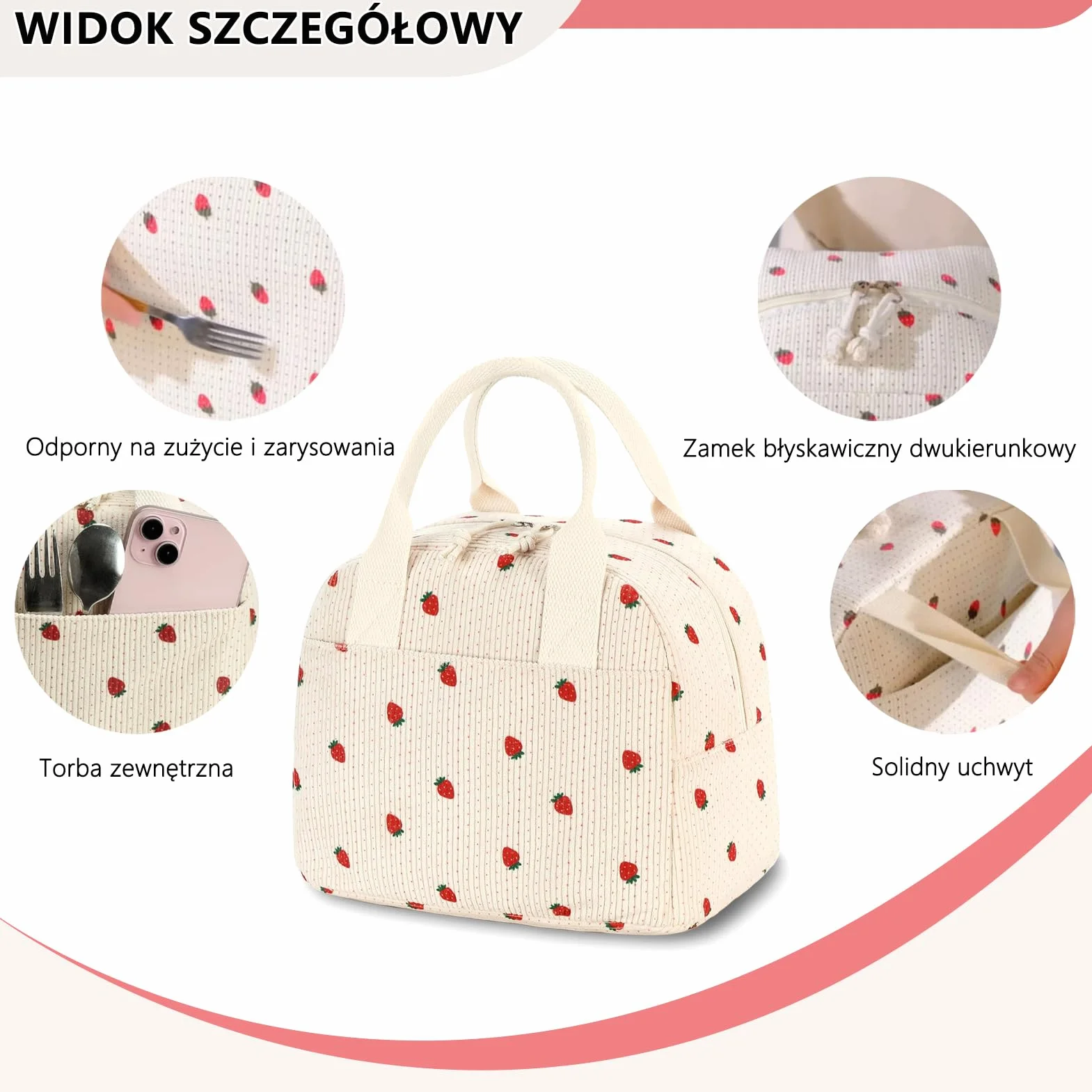 Torba na Lunch, 10L Przenośna Torba Termiczna, Szczelna, z Trzema Warstwami Izolacji Termicznej, Idealna na Piknik, do Pracy, do Szkoły i w Podróż