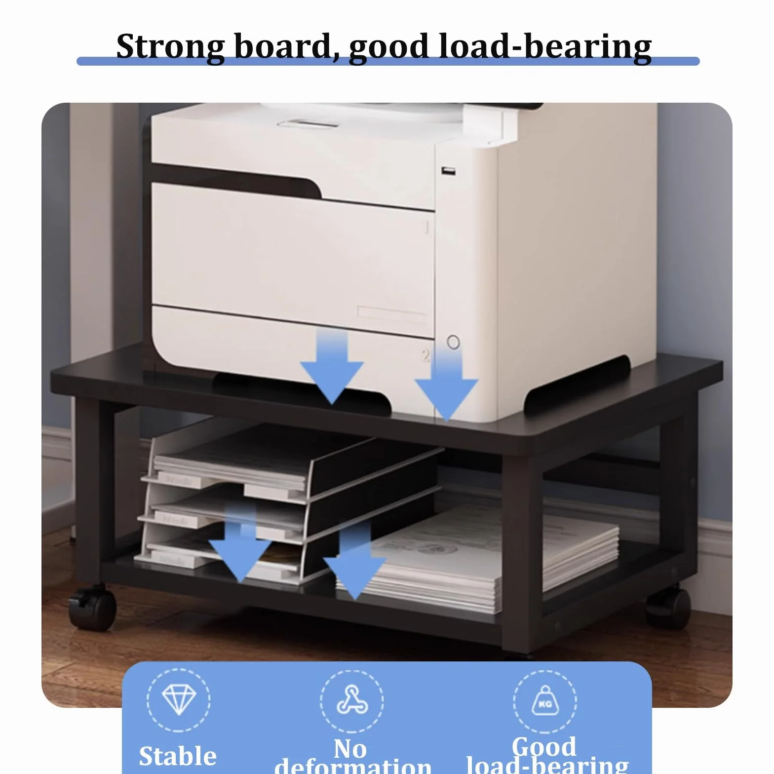 Under Desk Printer Stand,Mobile Metal Shelf Rack For PC, Scanner, 3D Printer, Fax, Shredder With Wheels,Black Printer Cart(Yellow,23.6 x 15.7 x 10.3 in)