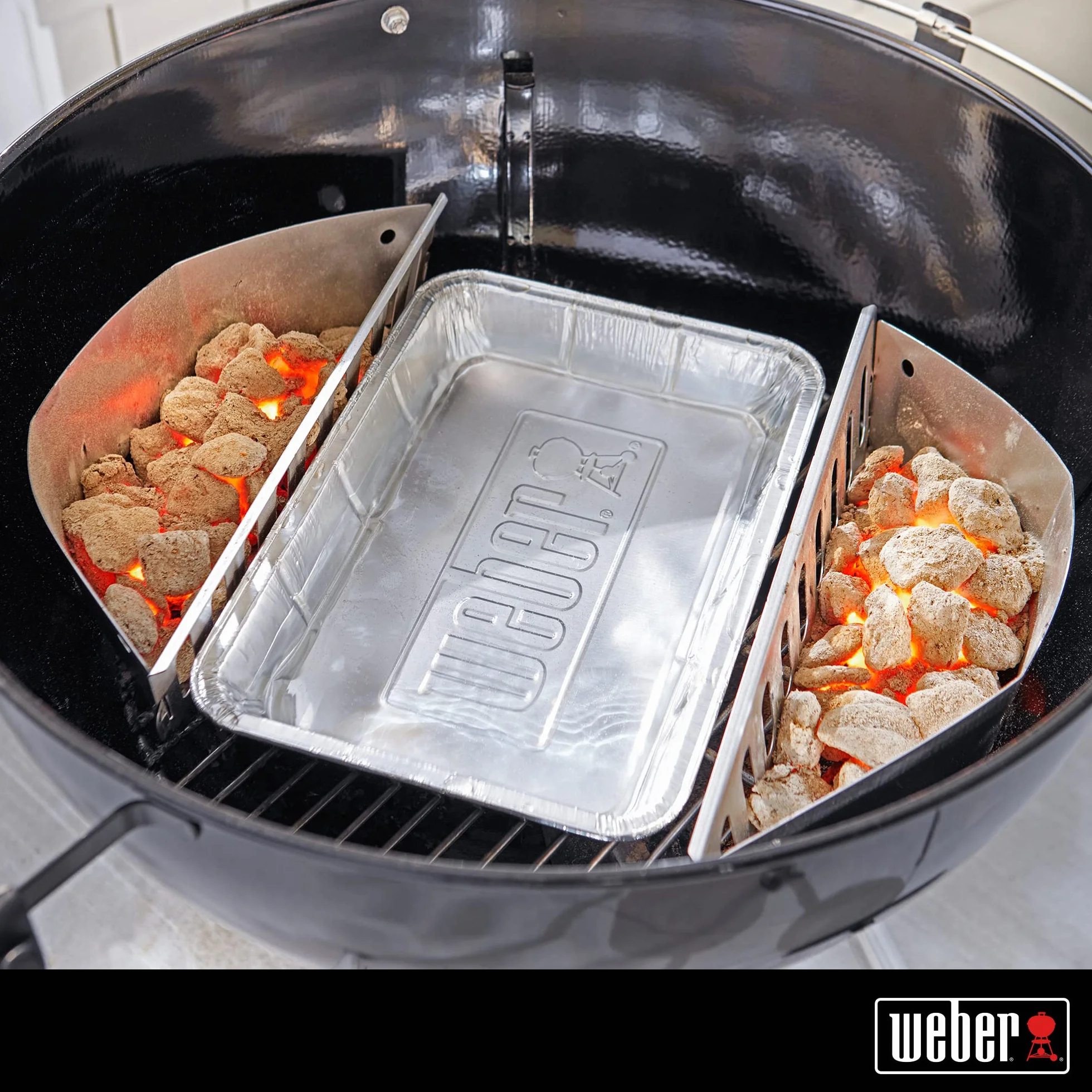 Aluminiowe tacki Weber, 6 sztuk, idealnie pasujące do Weber Q, Pulse, Lumin, Traveler, Genesis, Genesis II / LX 200 & 300 serii. Tacki na tłuszcz - Srebrne (6415)