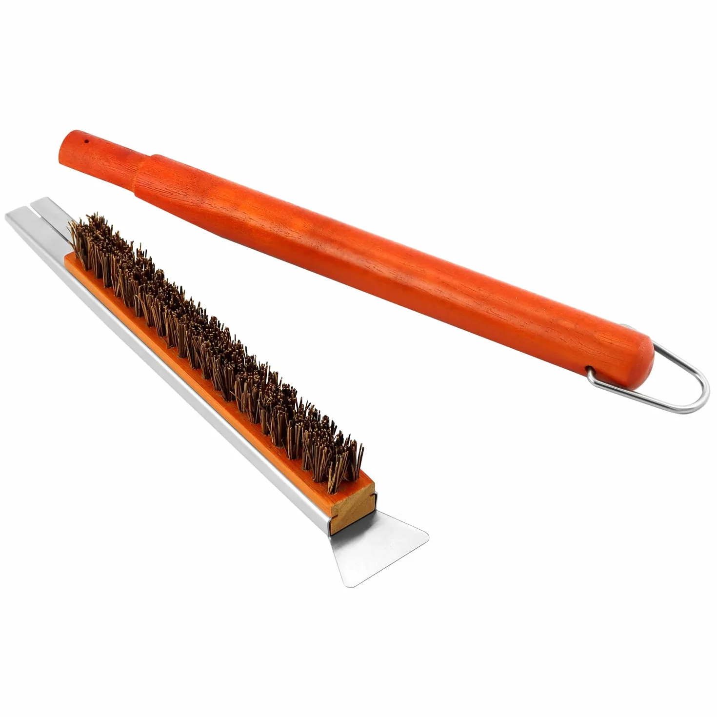 QWORK® Szczotka do pieca do pizzy z włosiem z włókna palmowego, szczotka do czyszczenia piekarnika, do piekarników zewnętrznych i kamieni do pizzy