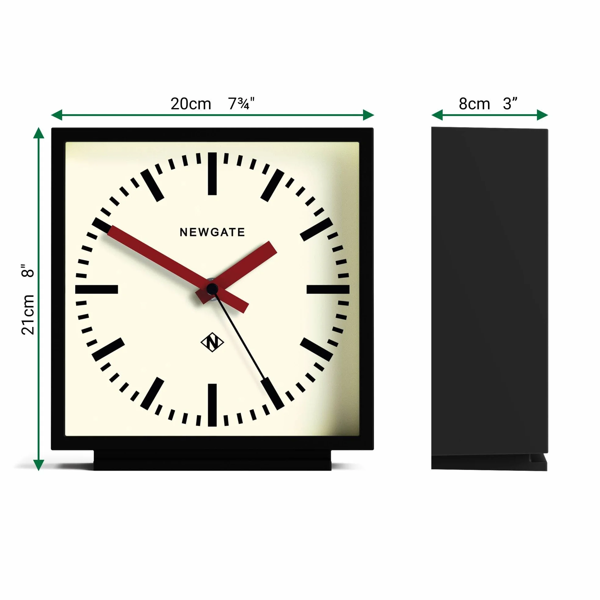 NEWGATE® Amp cichy zegar kominkowy - "No Tick", nowoczesny zegar kominkowy, zegary do salonu, zegar biurkowy, zegary kominkowe, tarcza stacji
