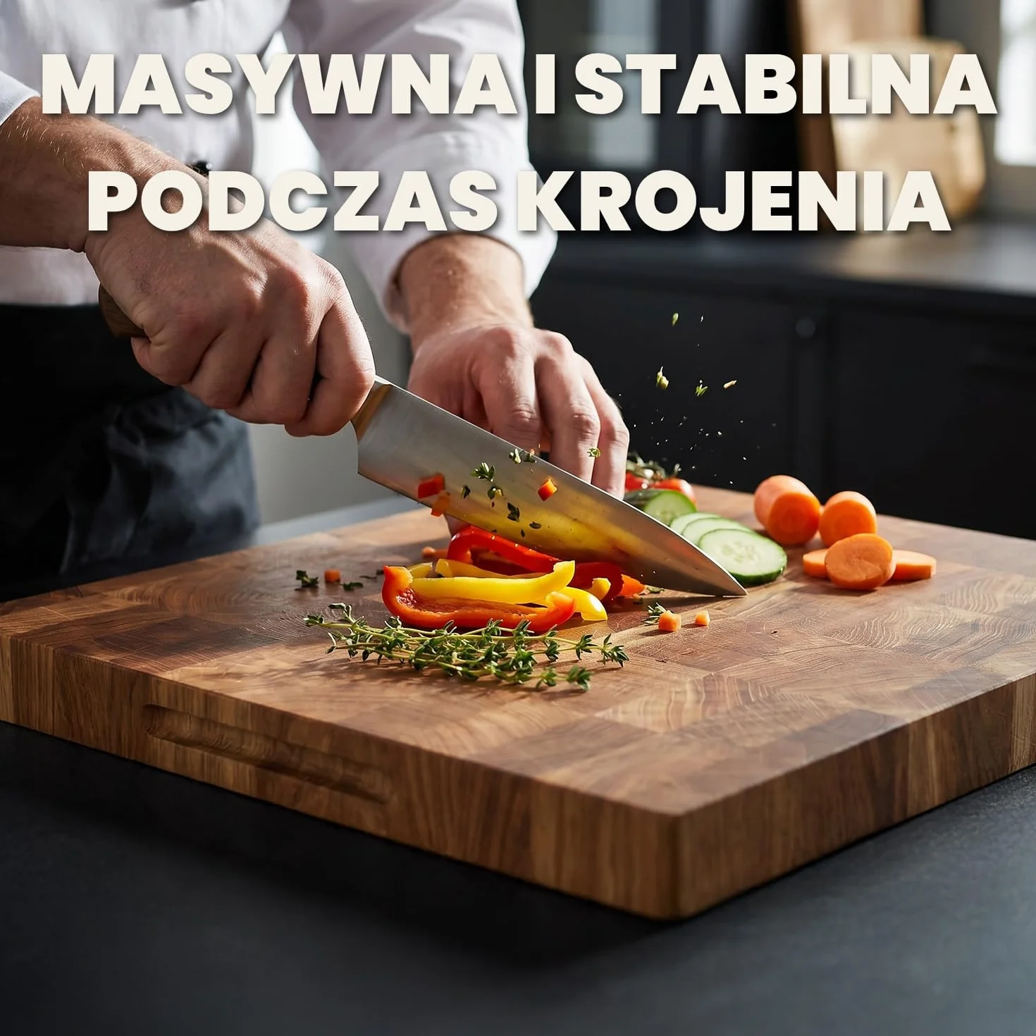 Dębowa deska do krojenia 40x30x4 cm lite drewno olejowany blok kuchenny