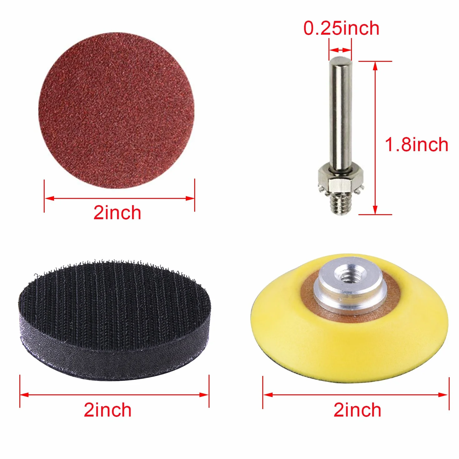SIQUK 130szt. Tarcze szlifujące 50mm z 1szt. podkładką z trzonem 1/4" i 1szt. miękką piankową podkładką buforującą do wiertarki szlifierki (10szt. każdej ziarnistości - 60 80 120 180 240 400 600 800