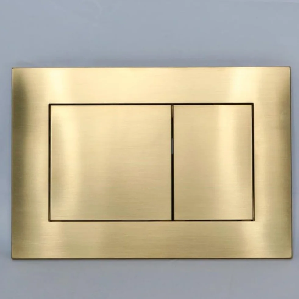 TECE Złota podwójna płytka spłukiwana kwadratowa płytka z przyciskiem do ukrytych cystern pneumatyczne podwójne spłukiwanie szczotkowane złoto 20 x 150 x 5 mm