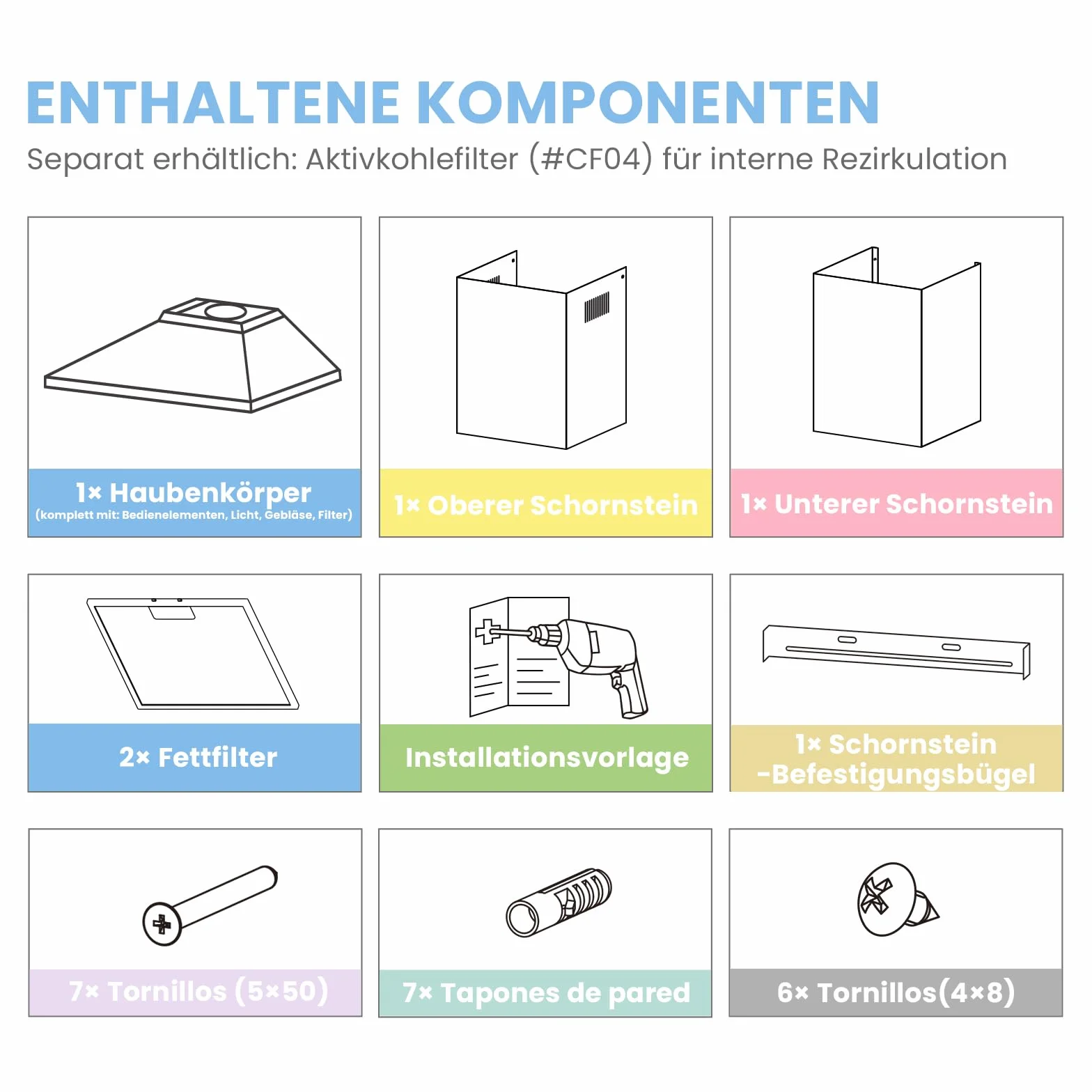 COMFEE CH60A17EM400B A++ okap kuchenny 60 cm 400 m³/h ścienny z filtrem węglowym