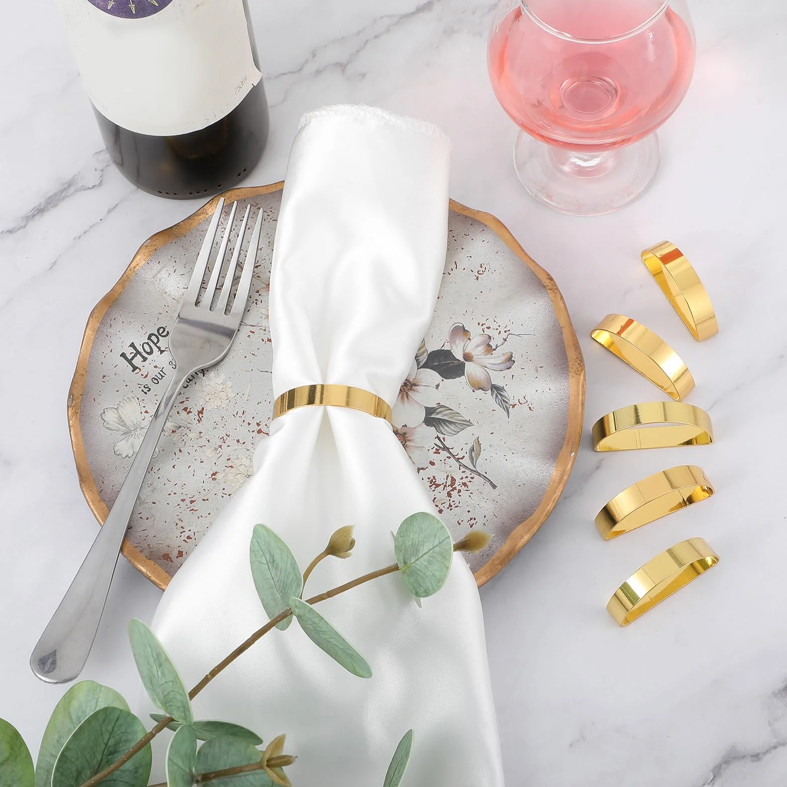 6 sztuk złotych pierścieni na serwetki, metalowe, półokrągłe, ze stopu cynku, dekoracja stołu na wesele, imprezę, przyjęcie świąteczne, urodziny, rocznicę, kolację