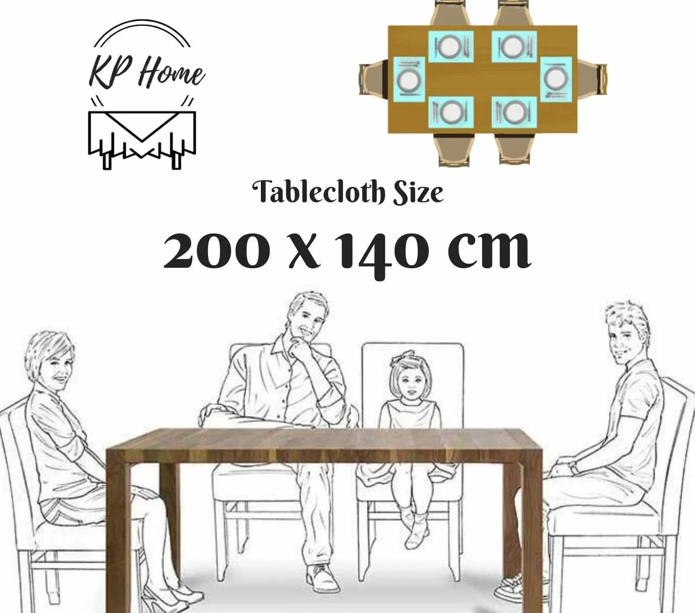 KP HOME Wodoodporny obrus PCW prostokątny 198 x 140 cm 200 x 140 cm marokański azulejo