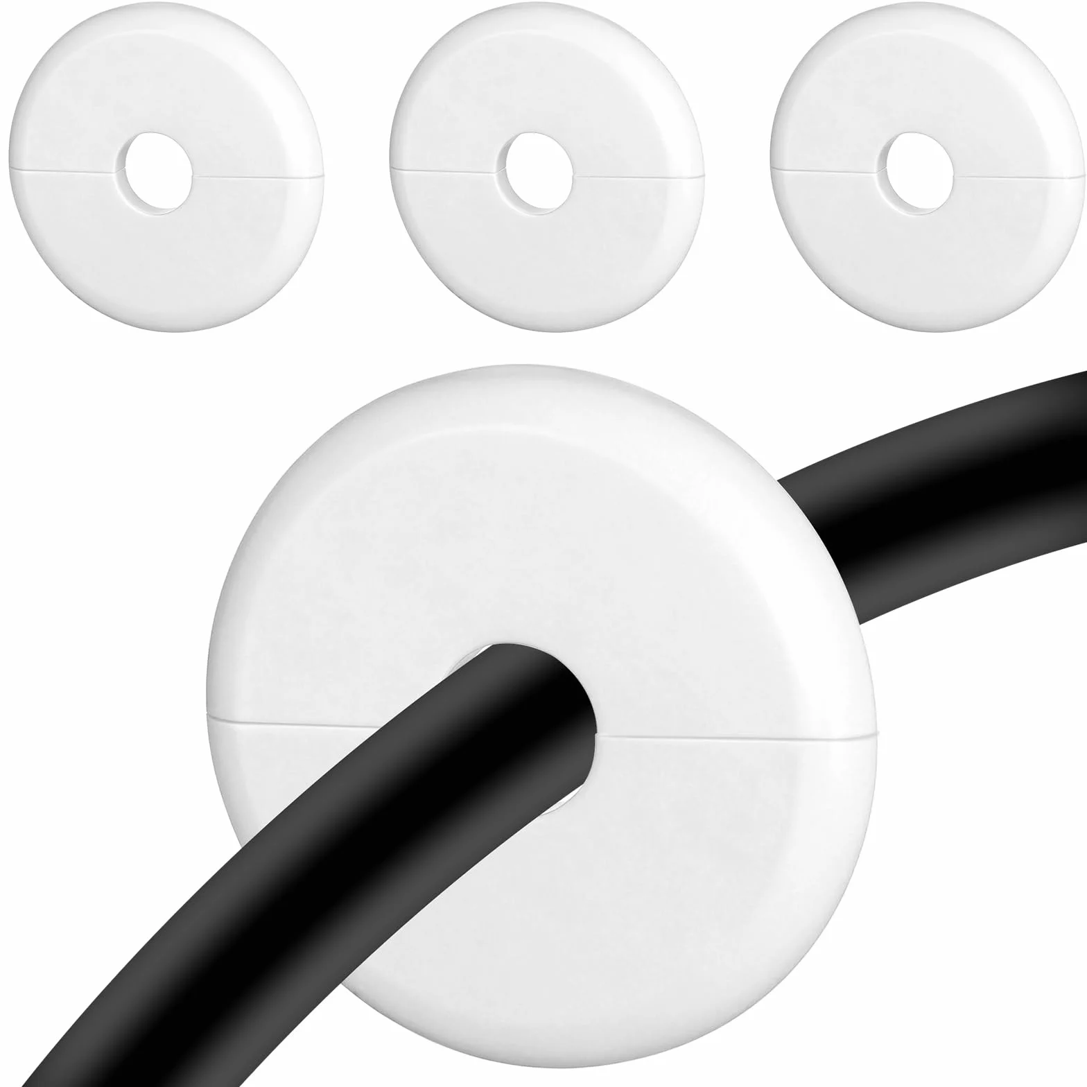 Biała osłona otworu ściennego, 4 szt., przelotka kablowa do przejścia kabla ściennego, tłumik przewodu do organizowania kabli TV Ethernet, Starlink, chroni przewody, dekoruje otwory