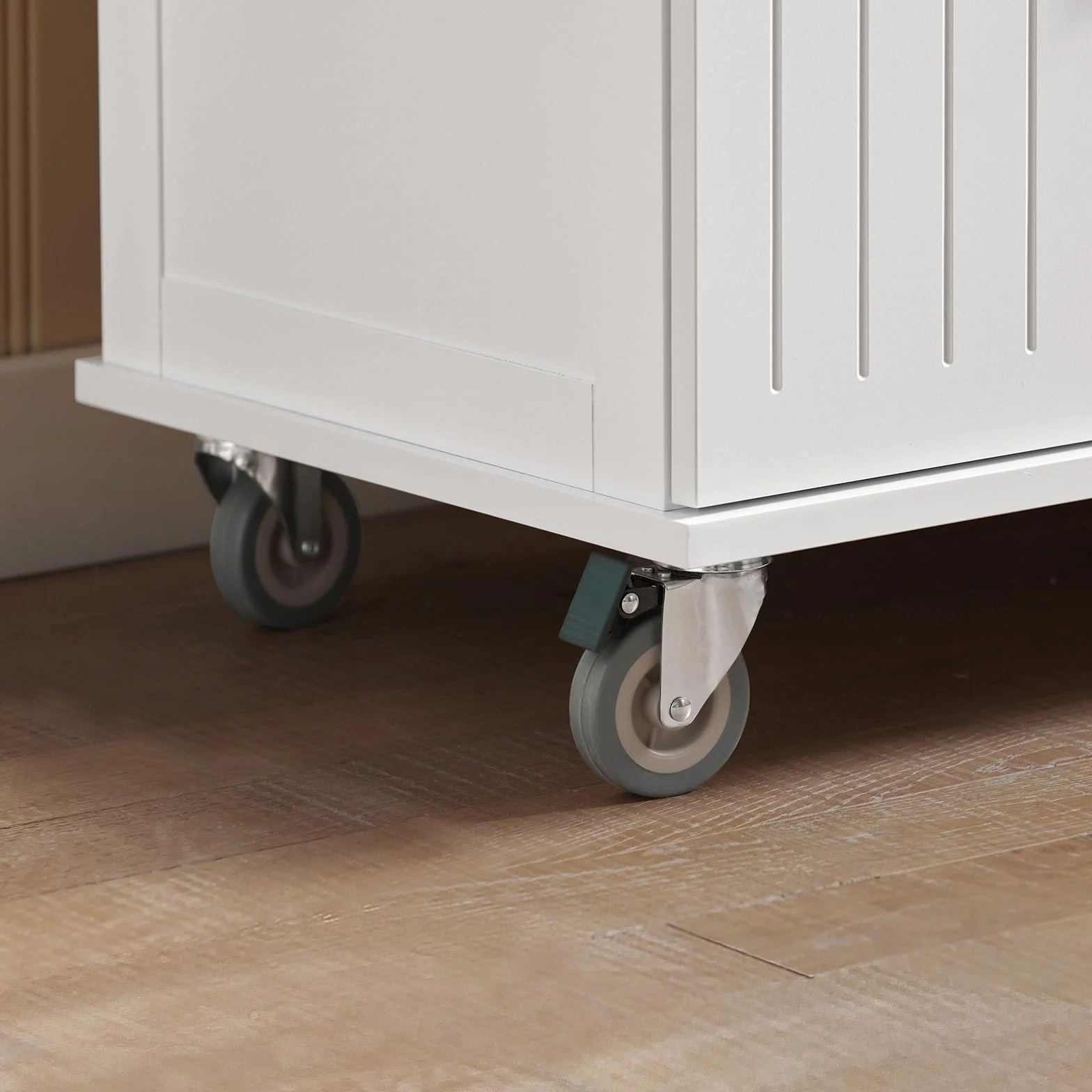 SoBuy Kitchen Island FKW119-WN Wózek kuchenny z drewna kauczukowego na kółkach, wolnostojący, do baru, szafki kuchennej, idealny do kuchni, jadalni lub restauracji, 74 x 91 x 46 cm