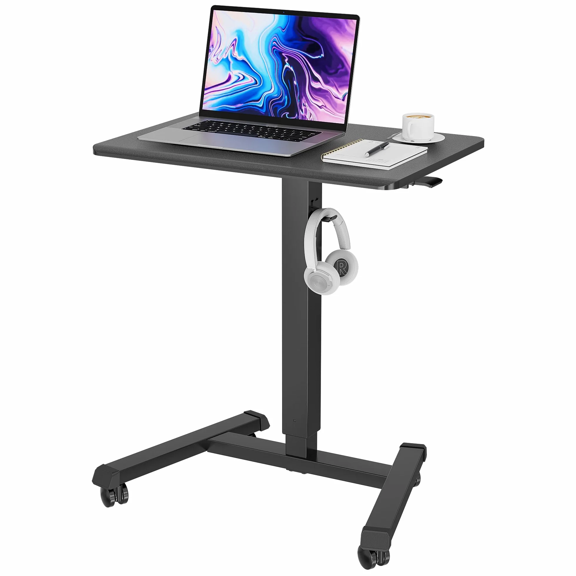BONTEC Ruchomy Stolik Stojący z 4 Kółkami, 65 x 45 cm, Biurko z Kółkami, Regulacja Wysokości, Stół do Salonu, Sypialni, Maksymalne Obciążenie 15 KG