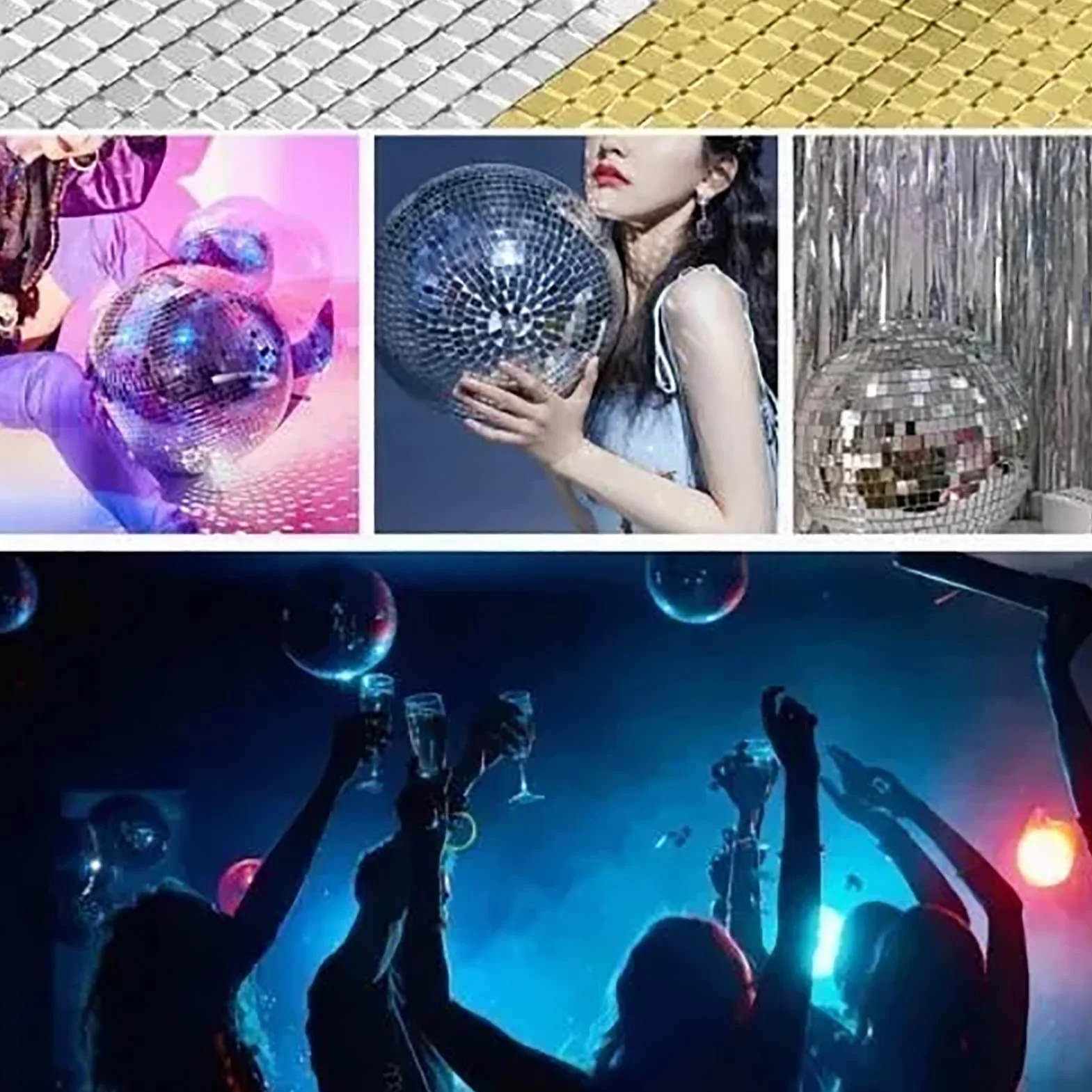 3 Sztuki Samoprzylepne Szklane Lustro Płytki Mozaiki - Małe Kwadratowe Naklejki 4x100 Cm dla DIY Craft Dekoracje, Disco Ball na Imprezę (Srebrny)