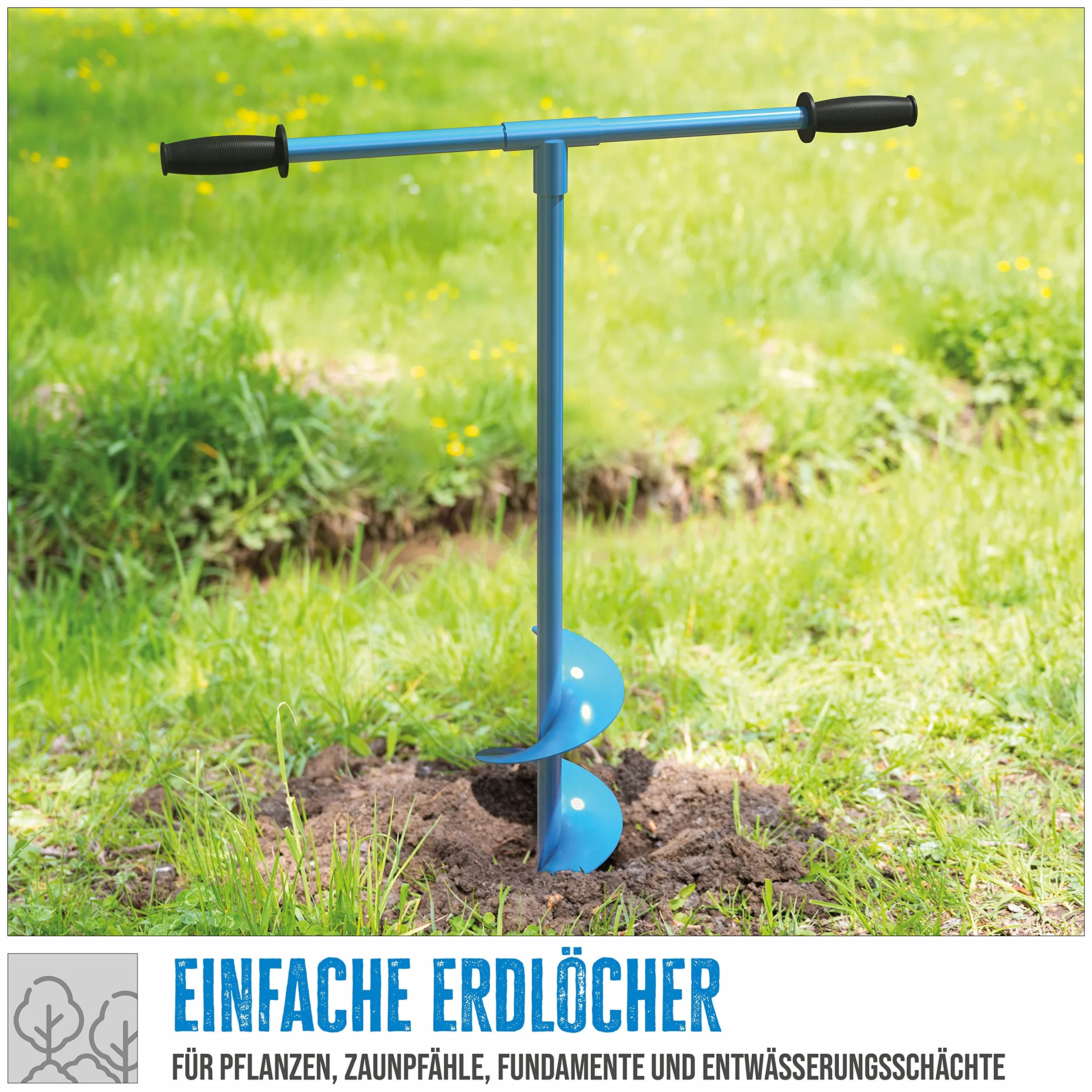 Güde Ręczne wiertło do ziemi GH 150 (długość całkowita 104 cm, Ø 15 cm, do ustawiania słupków ogrodzeniowych, nasadzeń itp., antypoślizgowe uchwyty, duży uchwyt poprzeczny z metalu zapewnia optymalne