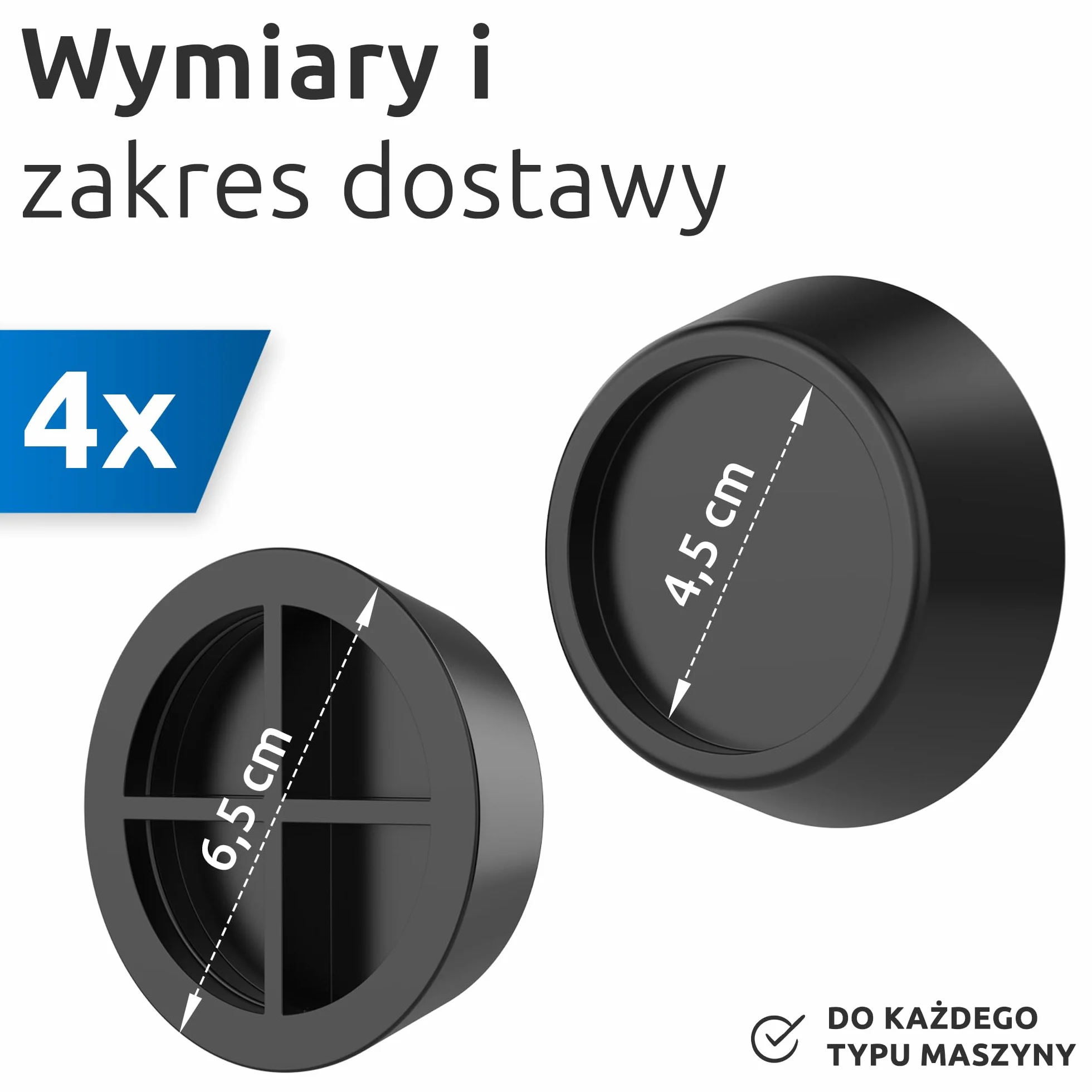 ECENCE Gumowy tłumik drgań pralka 4x suszarka zmywarka, amortyzator drgań, akcesoria, część zamienna, amortyzator, nóżki antypoślizgowe, podkładki amortyzujące AGD czarny