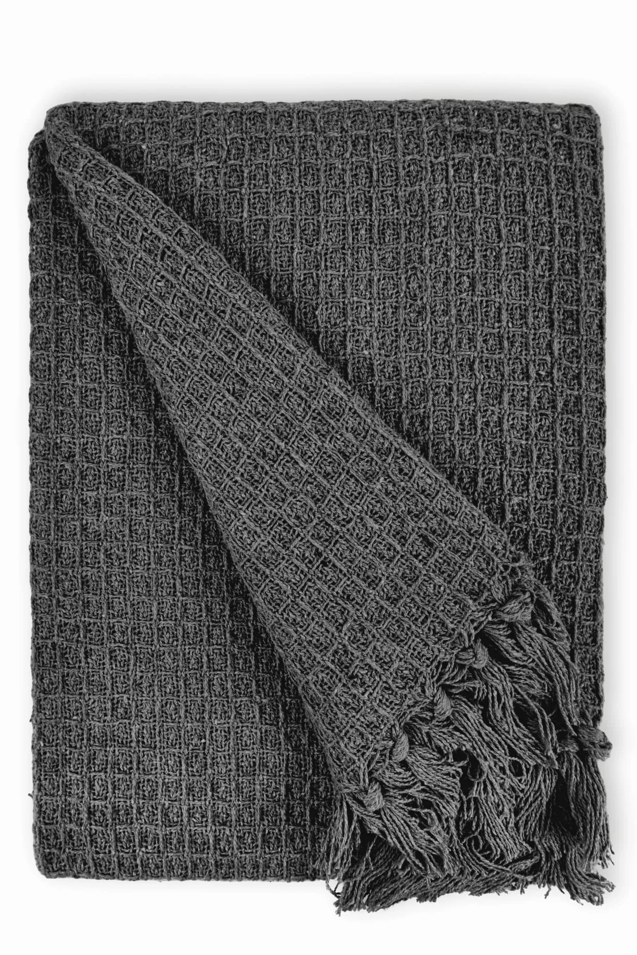 Emma Barclay Koc o strukturze plastra miodu, bawełna z recyklingu, jednokolorowy, teksturowany, na krzesło, sofa, narzuta na sofę, w kolorze antracytowym - 50 x 60 (127 x 152 cm)