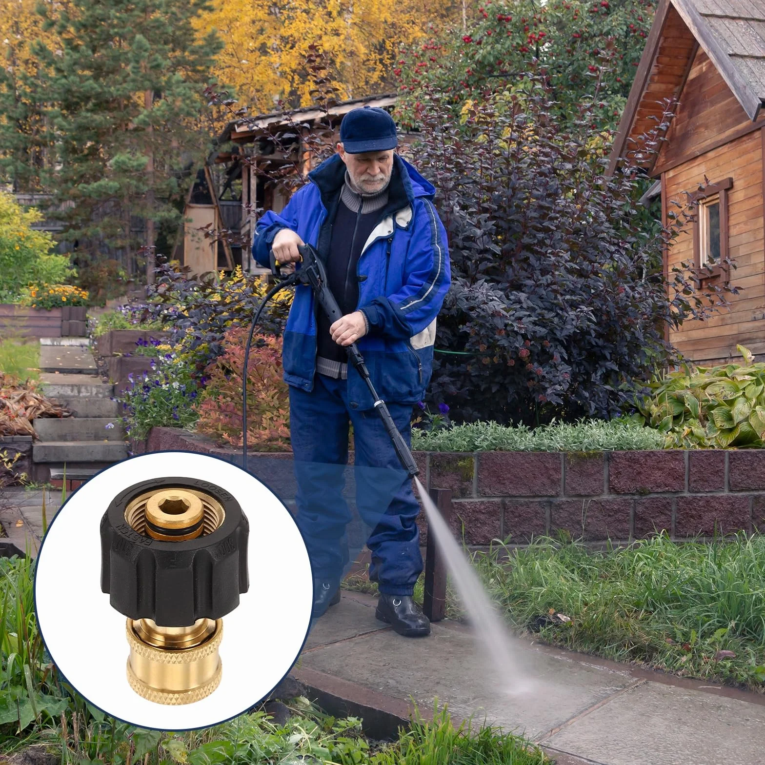 QUARKZMAN Adapter do myjki wysokociśnieniowej M22 14 mm żeński na 1/4" żeński Quick Plug mosiądz Quick Connect złączki obrotowy do myjki wysokociśnieniowej węża