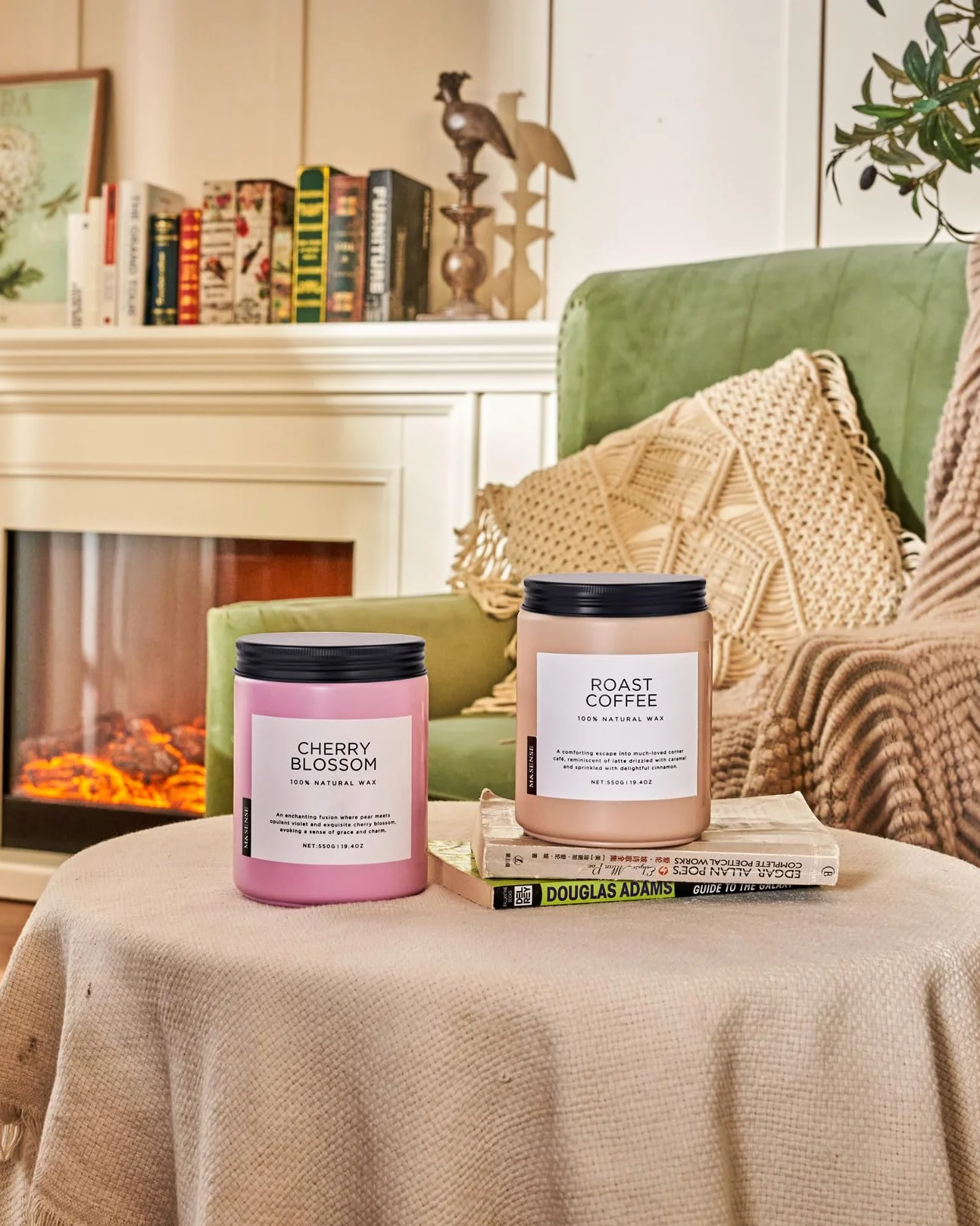 M&SENSE ŚWIECA ZAPACHOWA - Intensywna Kawa | 2 Knoty | Naturalny Wosk Sojowy 550g | 110h Palenia | Prezent do Domu