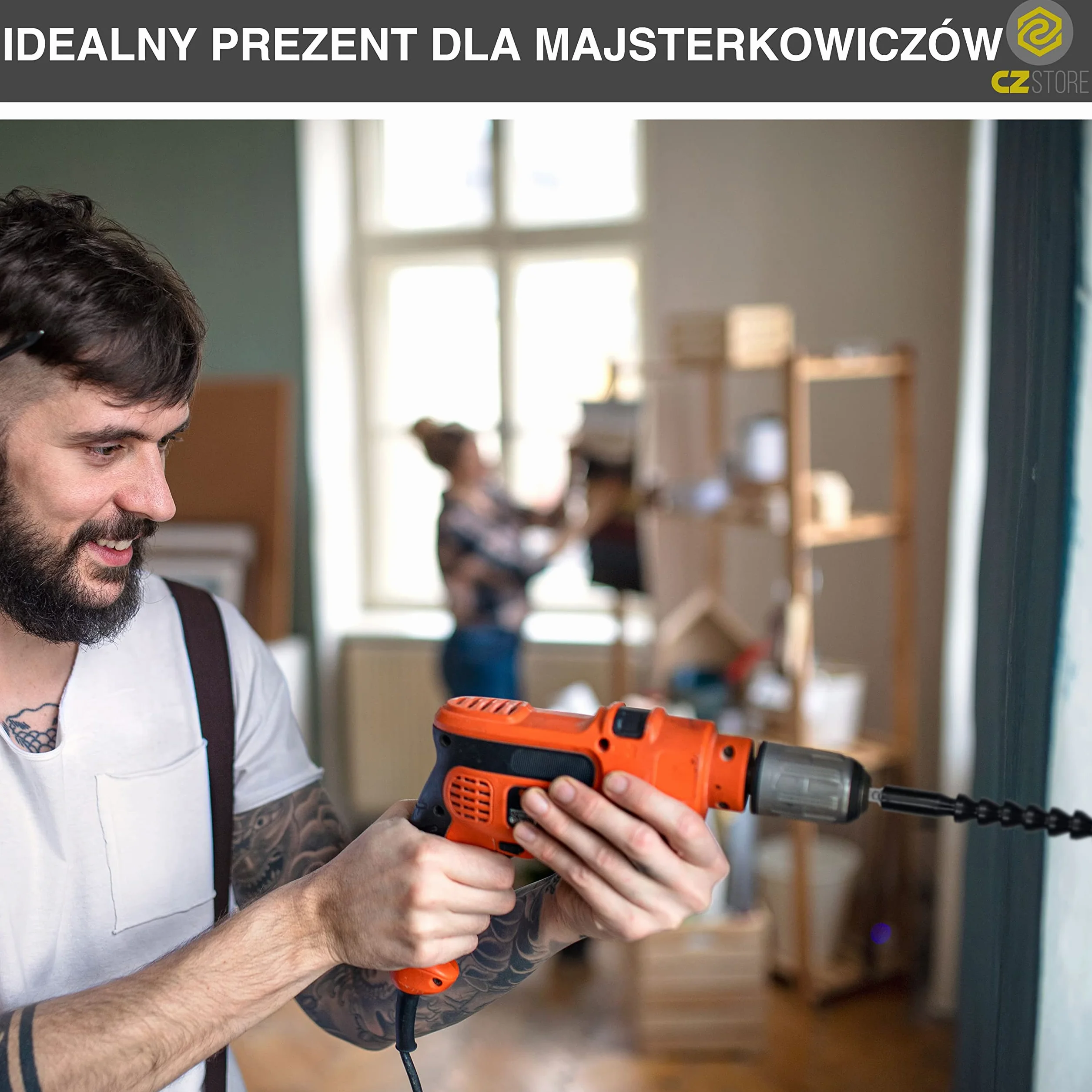 Elastyczna Przedłużka Wiertła - ✮DOŻYWOTNIA GWARANCJA✮ - 295 mm Długości, Końcówka 064 mm - Uniwersalne Przedłużenie do Wierteł Elektrycznych z Opcją Obrotu o 360°, Miękkie Etui