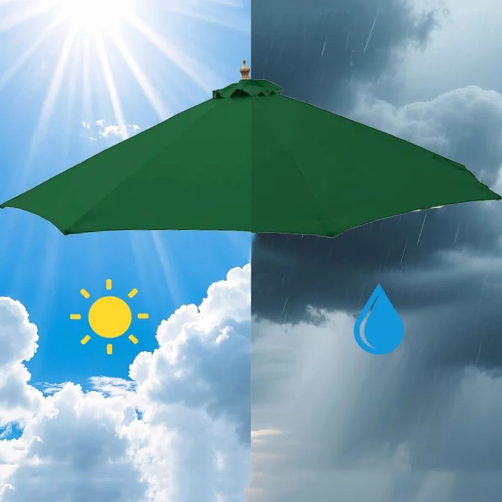 Canvas Patio Umbrella Replacement 8 Ribs Canopy, Waterproof Anti-Ultraviolet Fabric For Banana Middle Column In Garden, Or Sand，Canopy Only(Dark green,3.5m/8 ribs)
