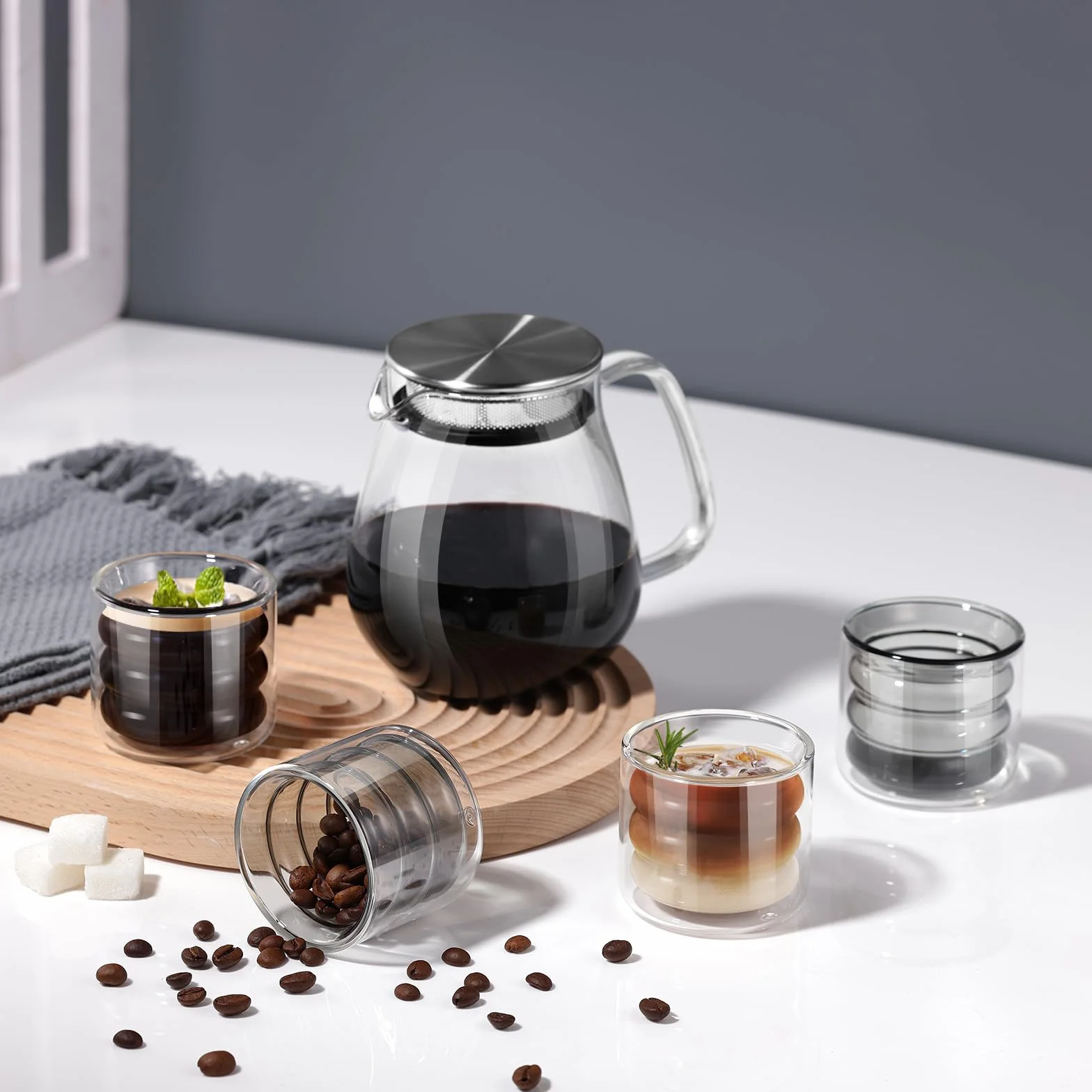 Ecooe Zestaw 6 szklanek w kształcie spirali 120ml podwójne ścianki do espresso