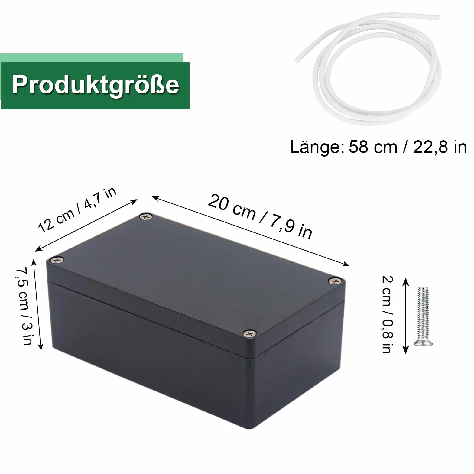 Puszka elektryczna IP66, zewnętrzna puszka łącząca, 200 x 120 x 75 mm