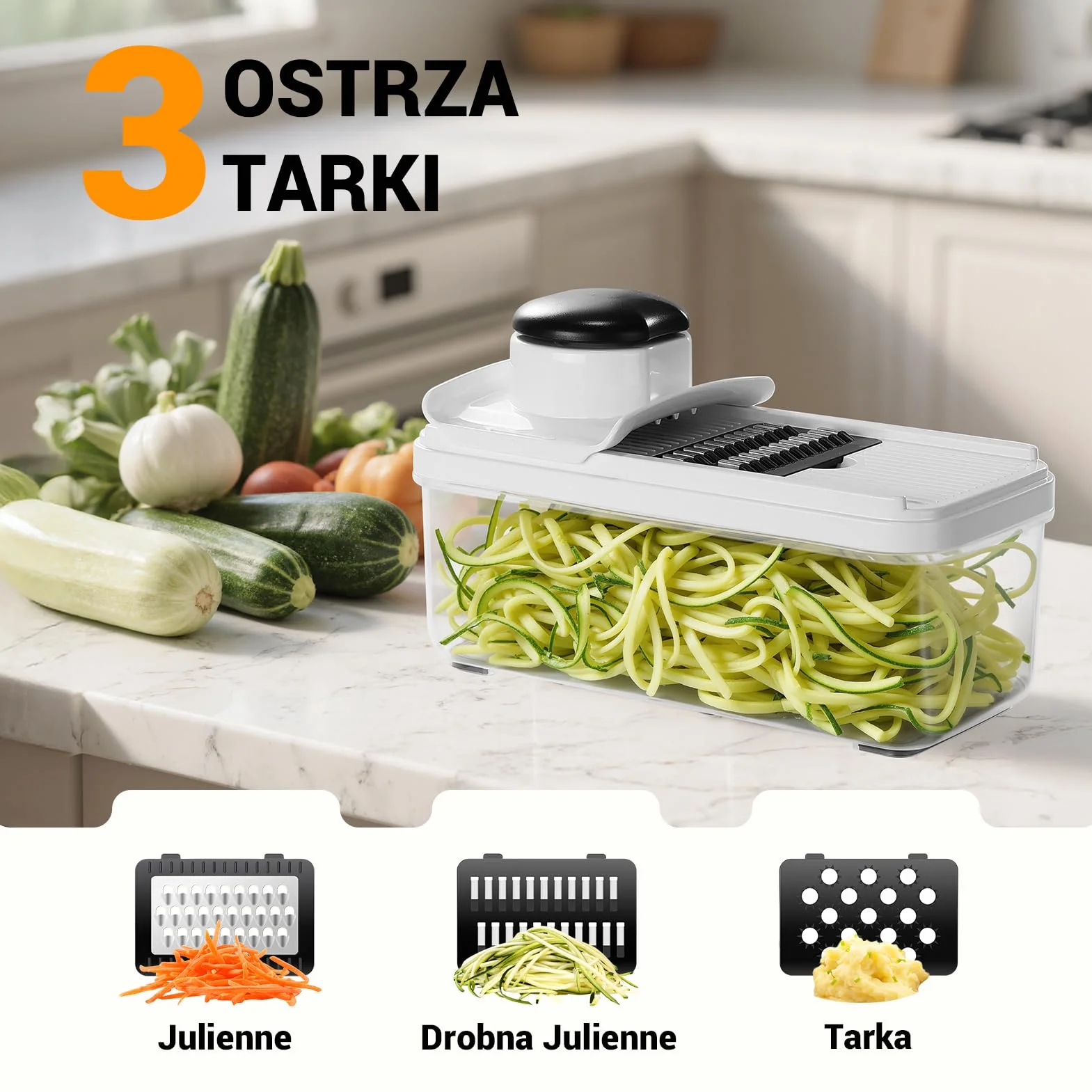 Rozdrabniacz do warzyw 12 w 1, profesjonalna mandolina kuchenna, krajalnica do warzyw z 7 wymiennymi ostrzami ze stali nierdzewnej, siekacz do warzyw do cebuli, ogórków, ziemniaków i marchwi