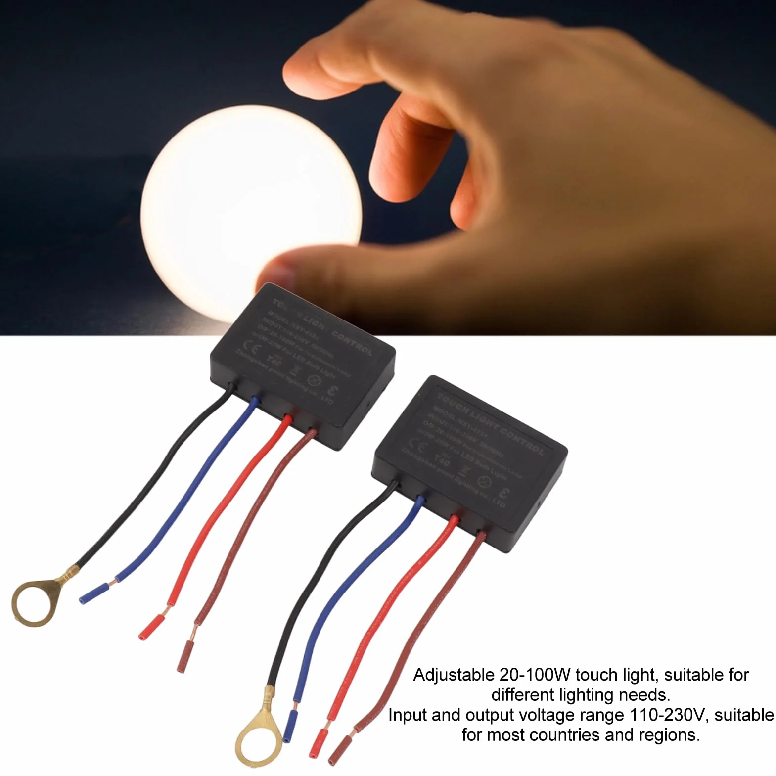 3-kierunkowy ściemniacz z Czujnikiem Dotykowym, Dotykowy Włącznik Lampy z Zapasowym Czujnikiem, do żarówek LED 15W-80W 110-230V
