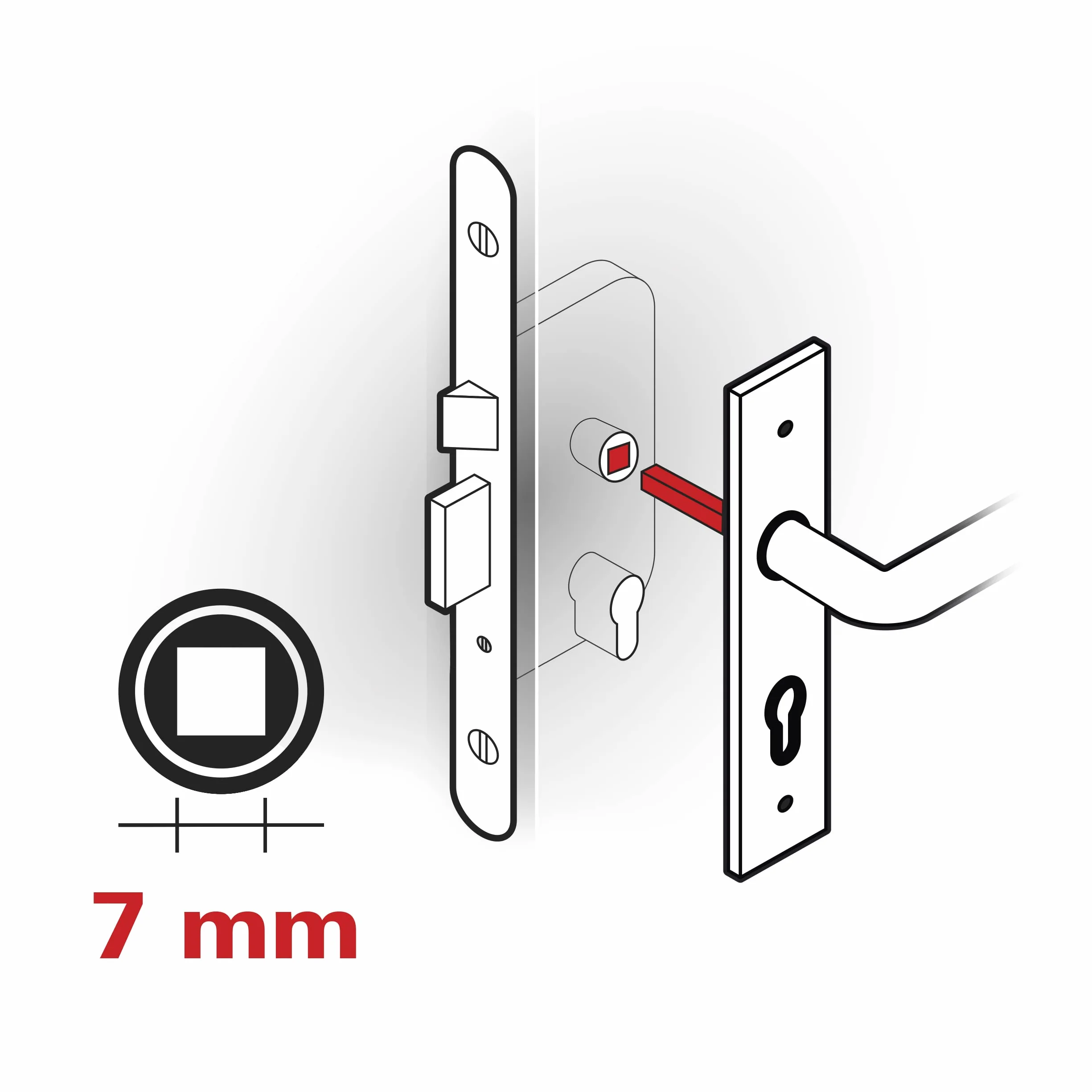 THIRARD 00941502 - Zamek podtynkowy Nf V/Br biały - Stalowy zagłówek tłoczony - zagłówek okrągłe końcówki - Zamki wpuszczane - A40