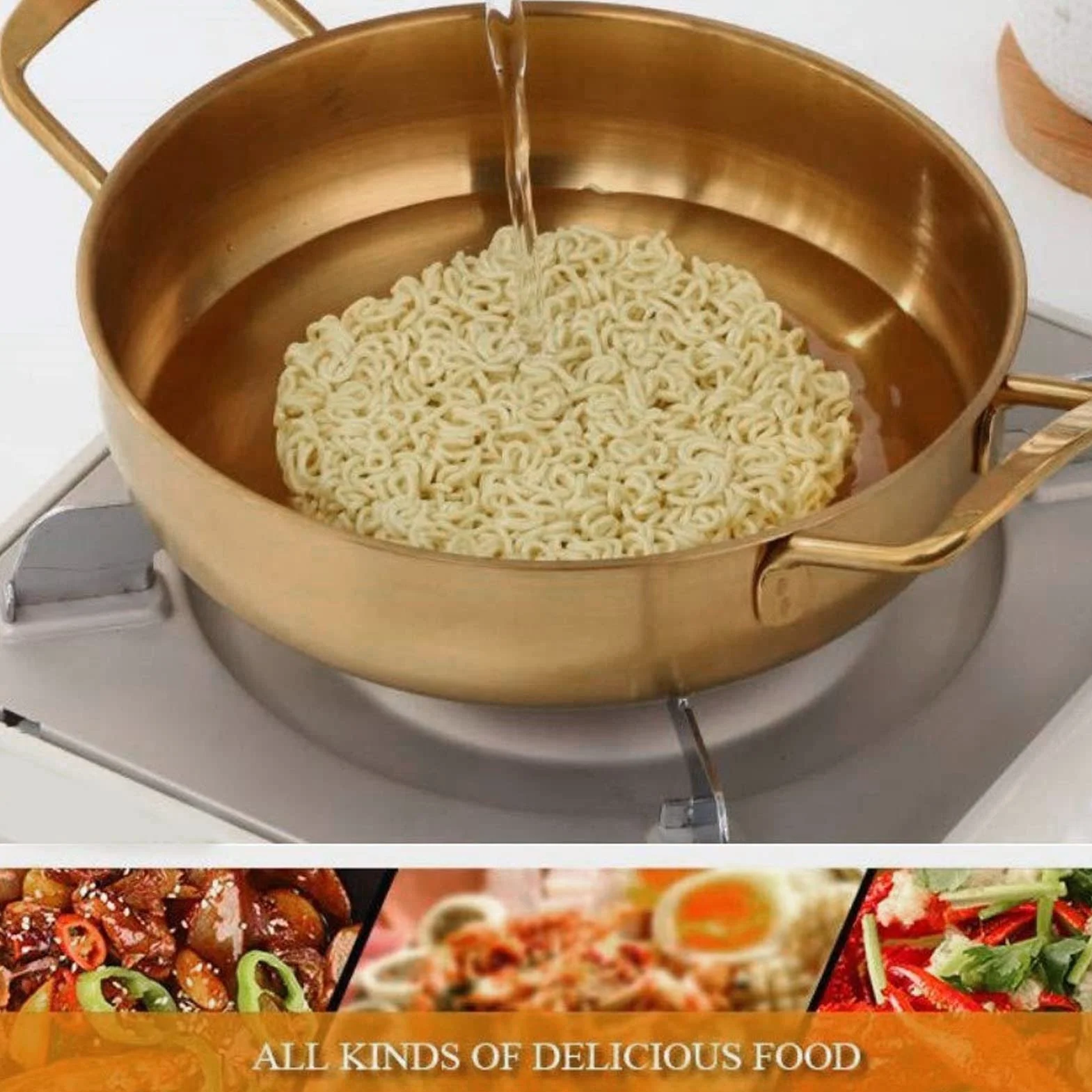 Shin Ramyun garnek ze stali nierdzewnej do ramen, makaron, curry, gulasz, przenośny, szybkie gotowanie (średnica
