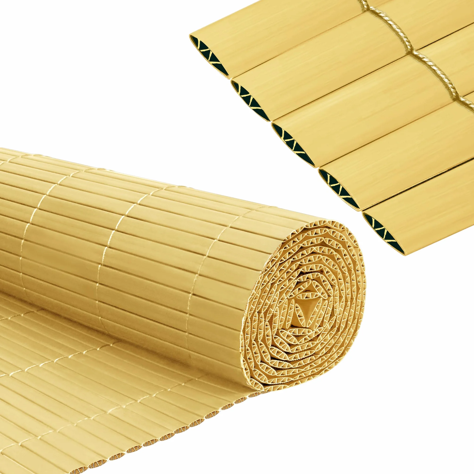 Froadp 90x300cm Mata Prywatna Wiatrochronna PCV z Opaskami Kablowymi Ogrodzenie Prywatne z Imitacji Bambusa z Wzmocnionymi Listwami Ogrodzenie Prywatności Balkonu do Tarasu Ogrodowego (Bambus)