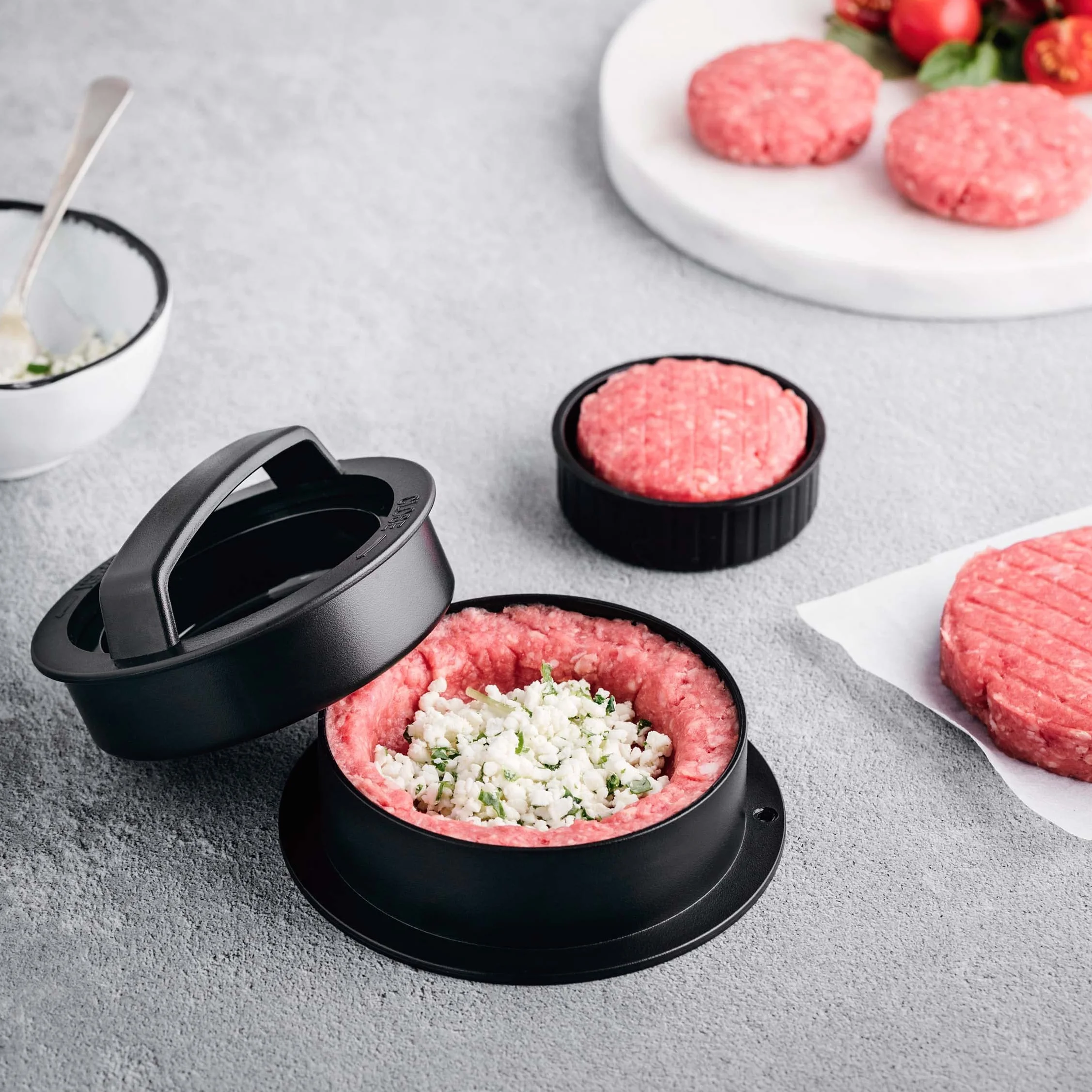 Lacor Wielofunkcyjna Forma Do Hamburgerów 6 Sztuk Zdejmowanych Bez BPA 60 Szt. Papieru Nieprzywierającego 12,5 x 6 cm Czarny