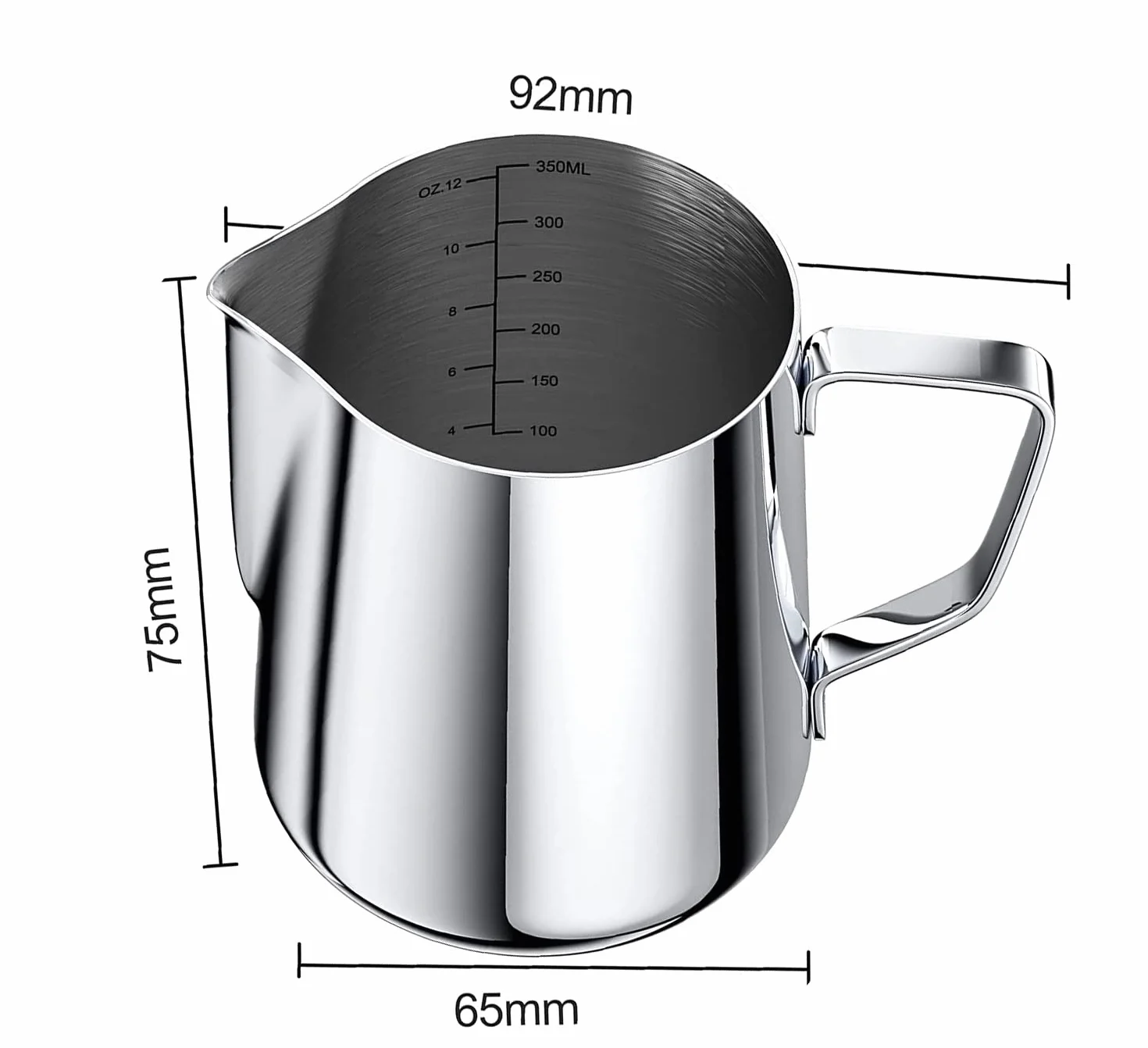 VIER Dzbanek na mleko ze stali nierdzewnej 350 ml do kawy cappuccino espresso Latte Art